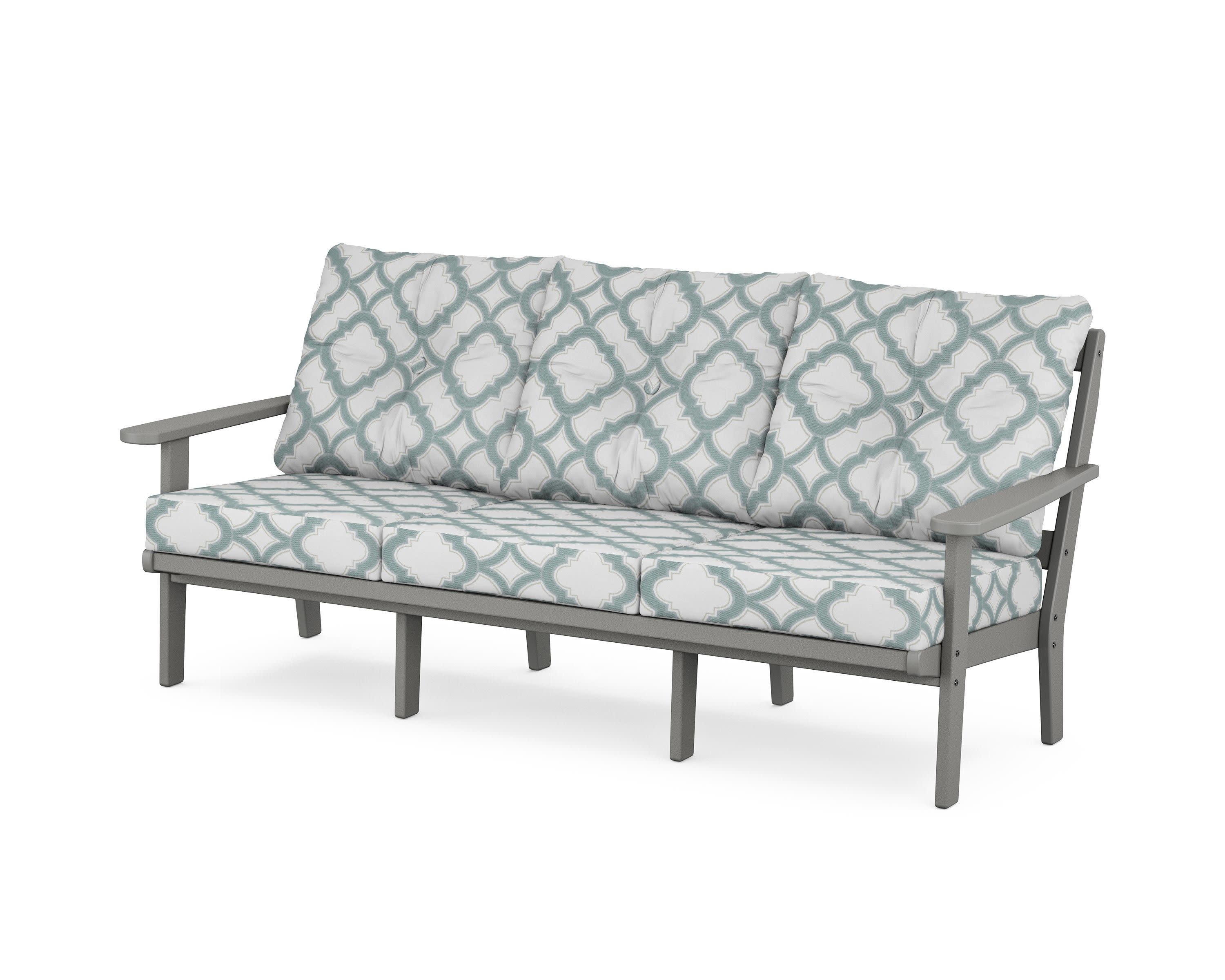 Cape Cod Deep Seating Sofa in Stepping Stone / Trellis Glacier Spa