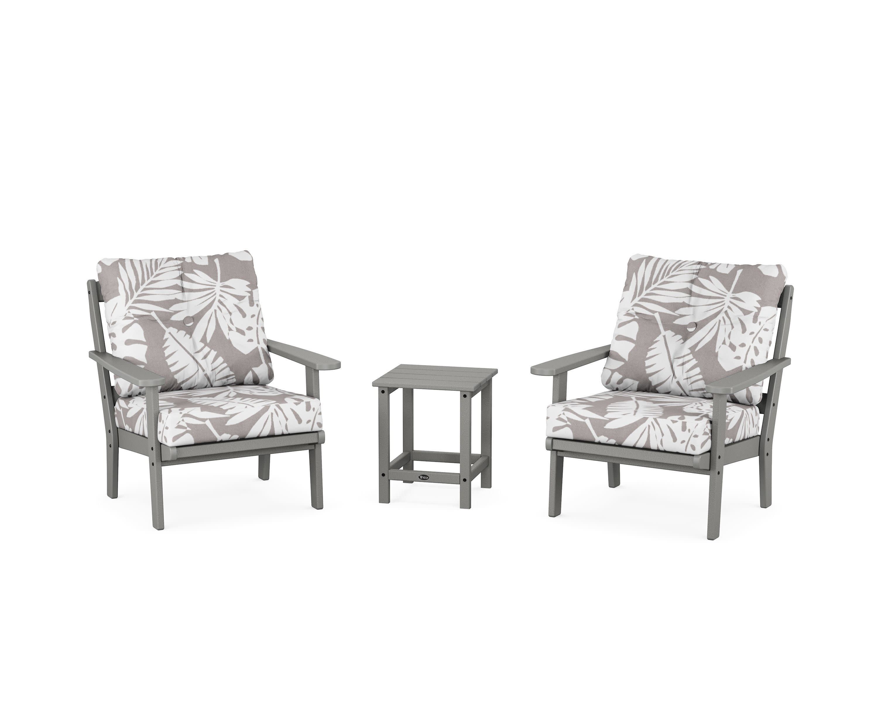 Cape Cod 3-Piece Deep Seating Set in Stepping Stone / Leaf Grey Mist