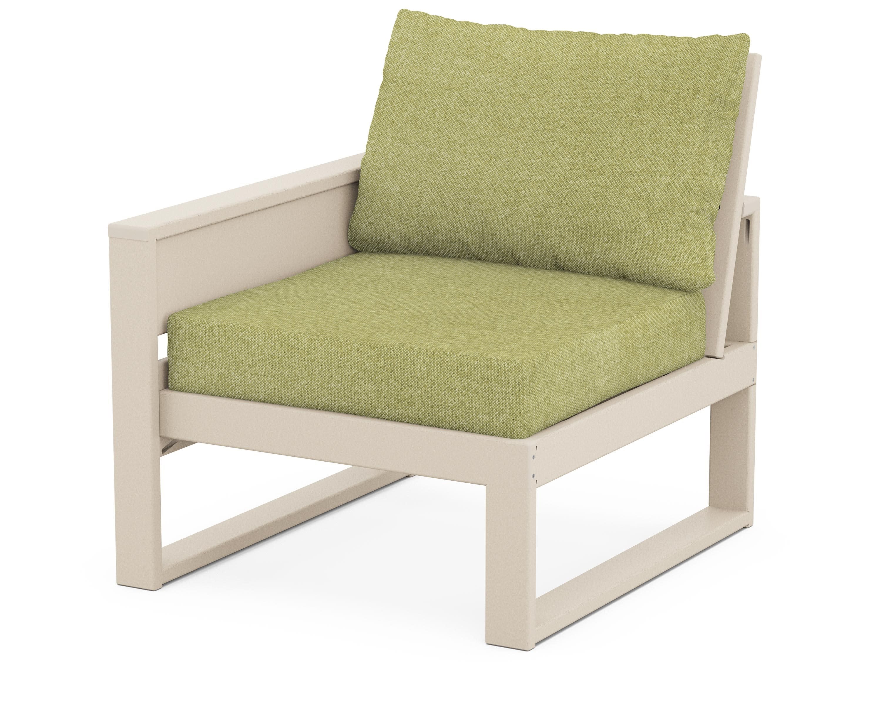 Eastport Modular Left Arm Chair in Sand Castle / Chartreuse Boucle