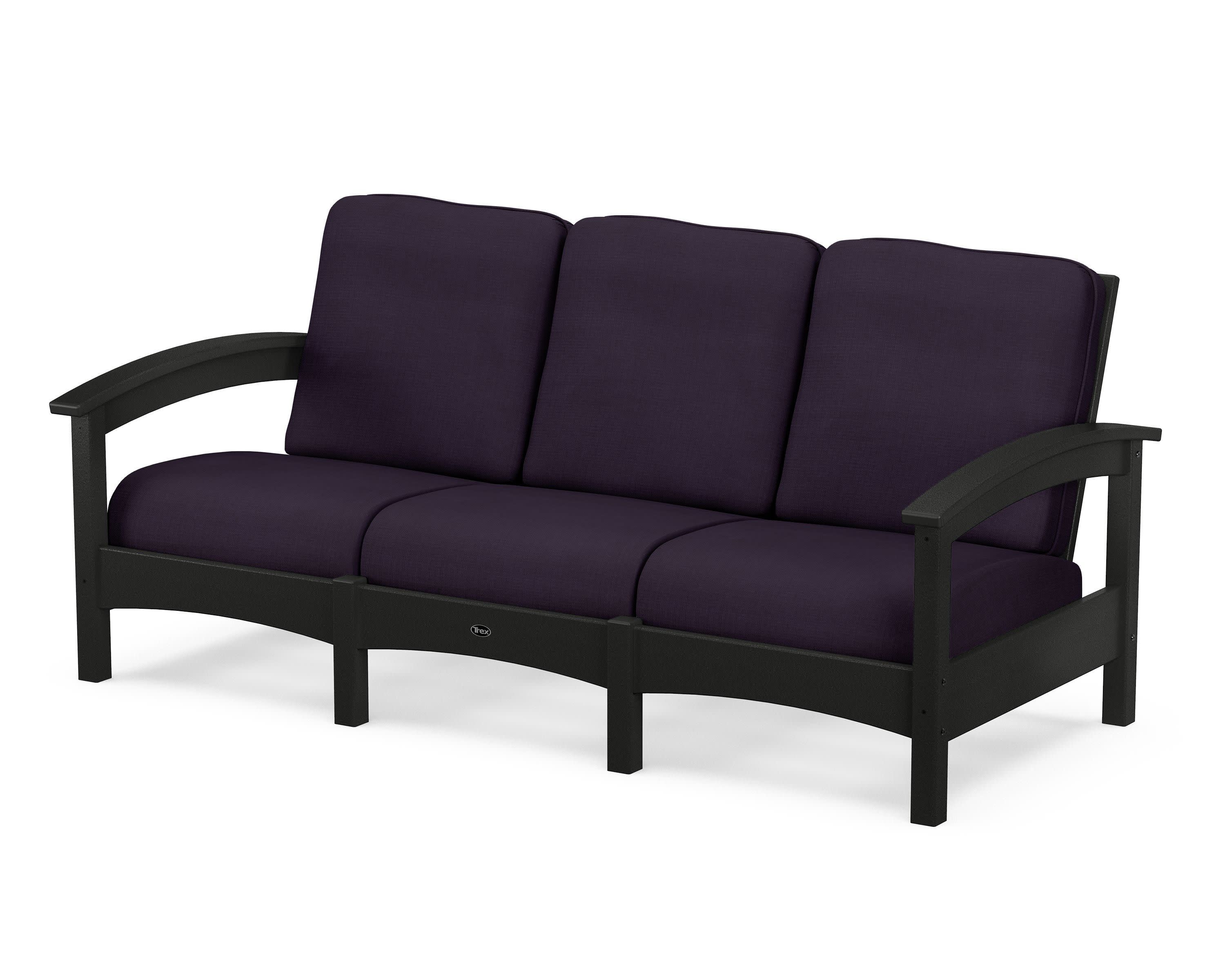 Rockport Club Sofa in Charcoal Black / Navy Linen
