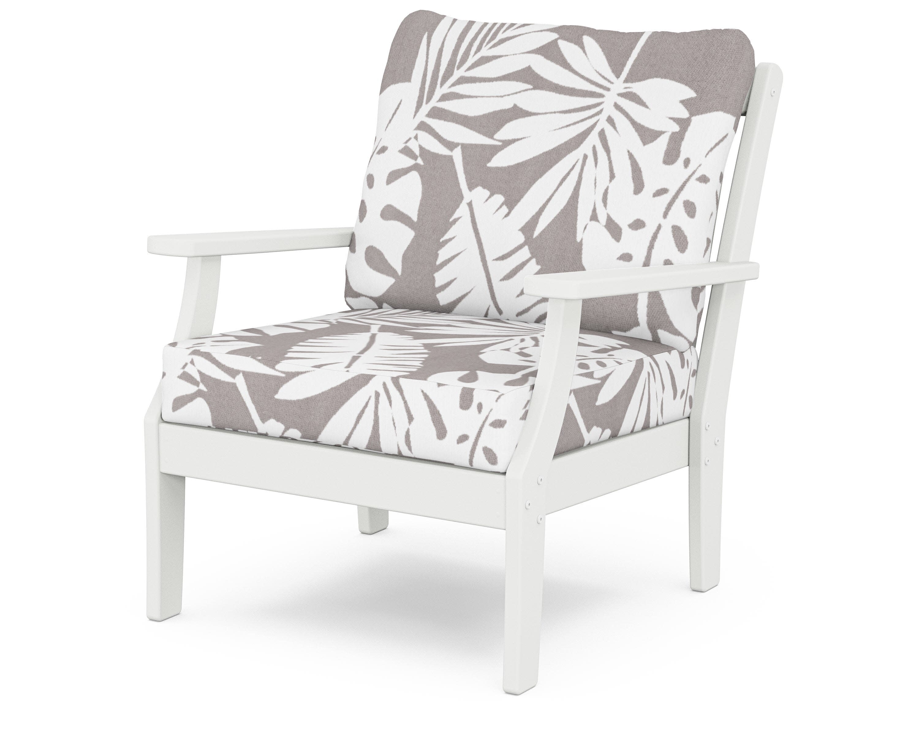 Yacht Club Deep Seating Chair in Classic White / Leaf Grey Mist