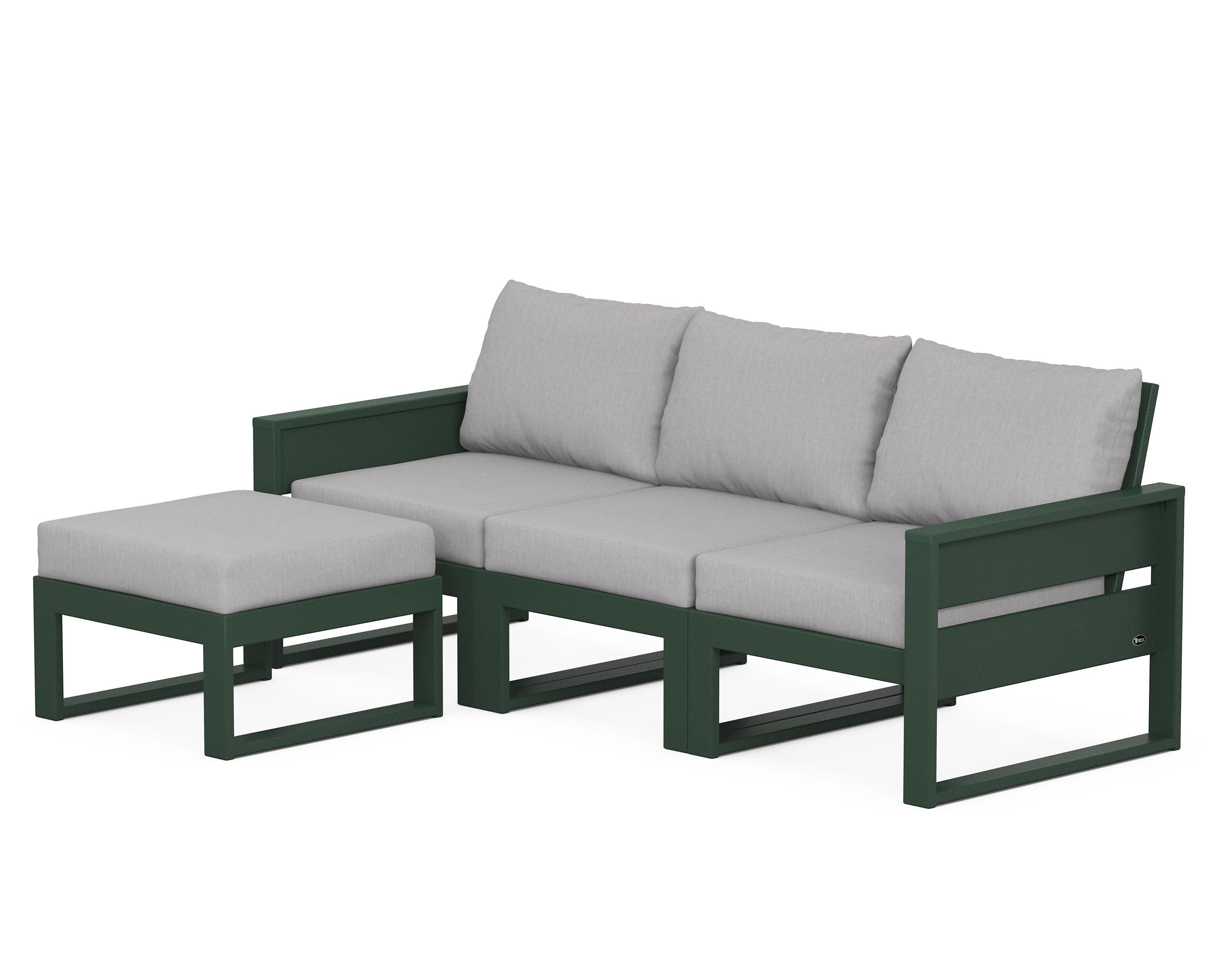 Eastport 4- Piece Sectional with Ottoman in Rainforest Canopy / Granite