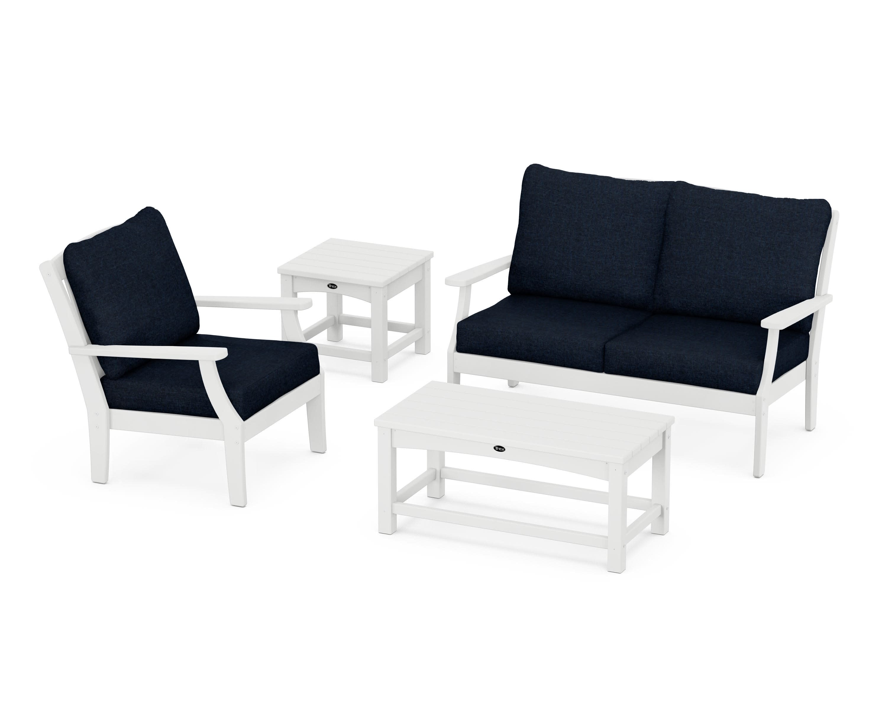 Yacht Club 4-Piece Deep Seating Set in Classic White / Marine Indigo