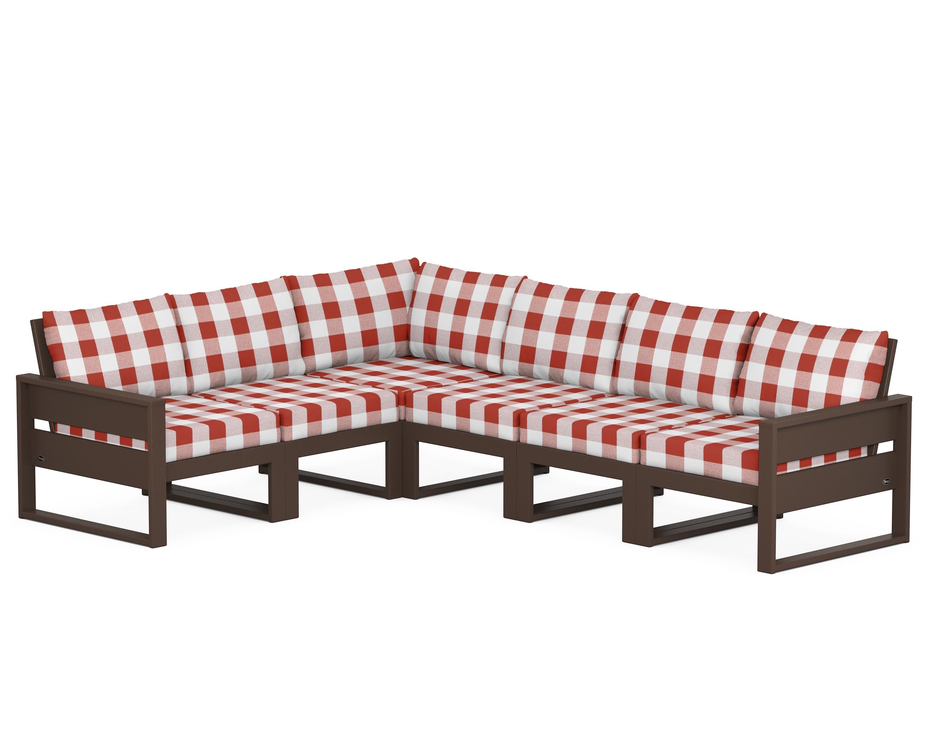 Eastport 6-Piece Sectional in Vintage Lantern / Buffalo Plaid Crimson