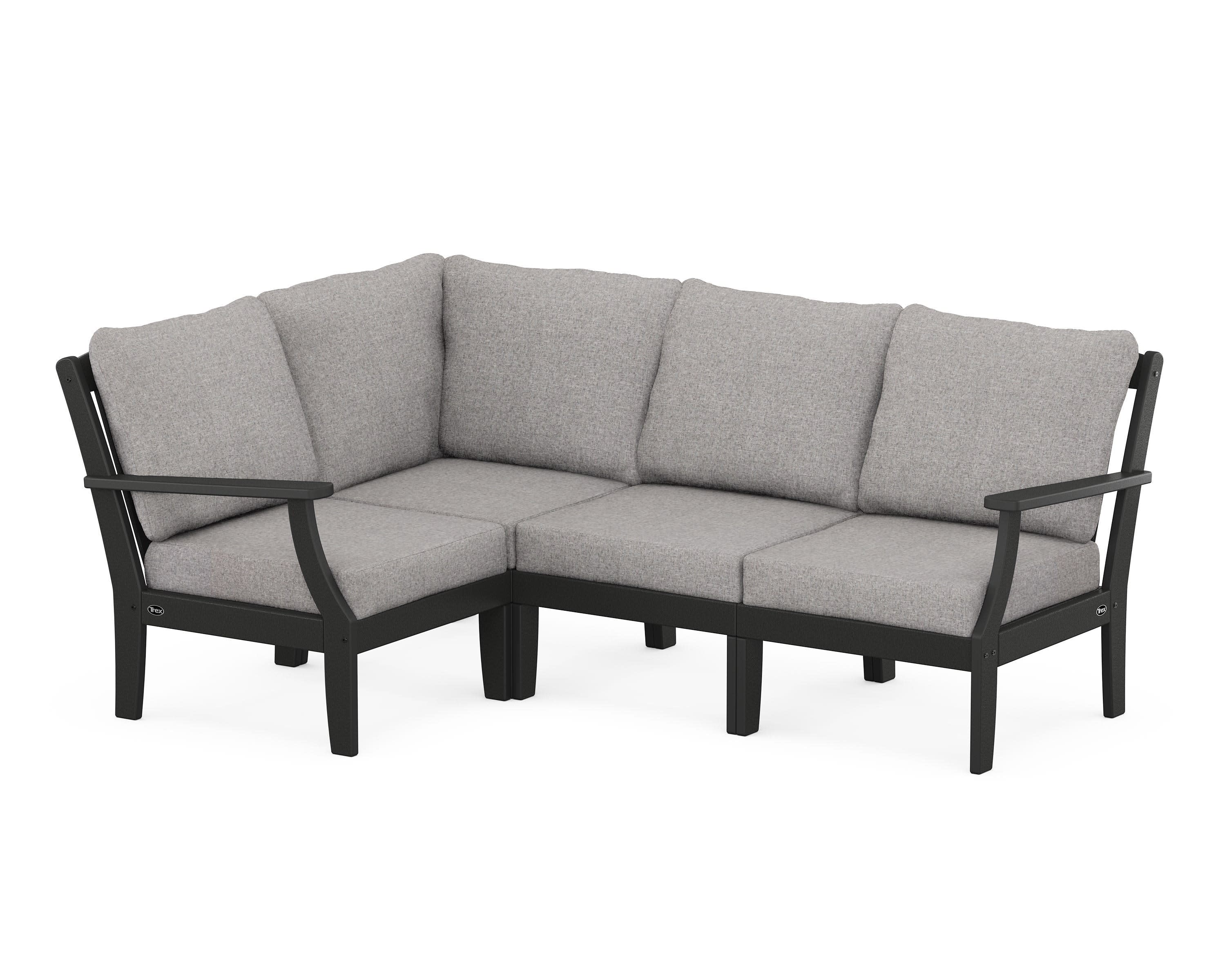 Yacht Club Modular 4-Piece Deep Seating Set in Charcoal Black / Grey Mist