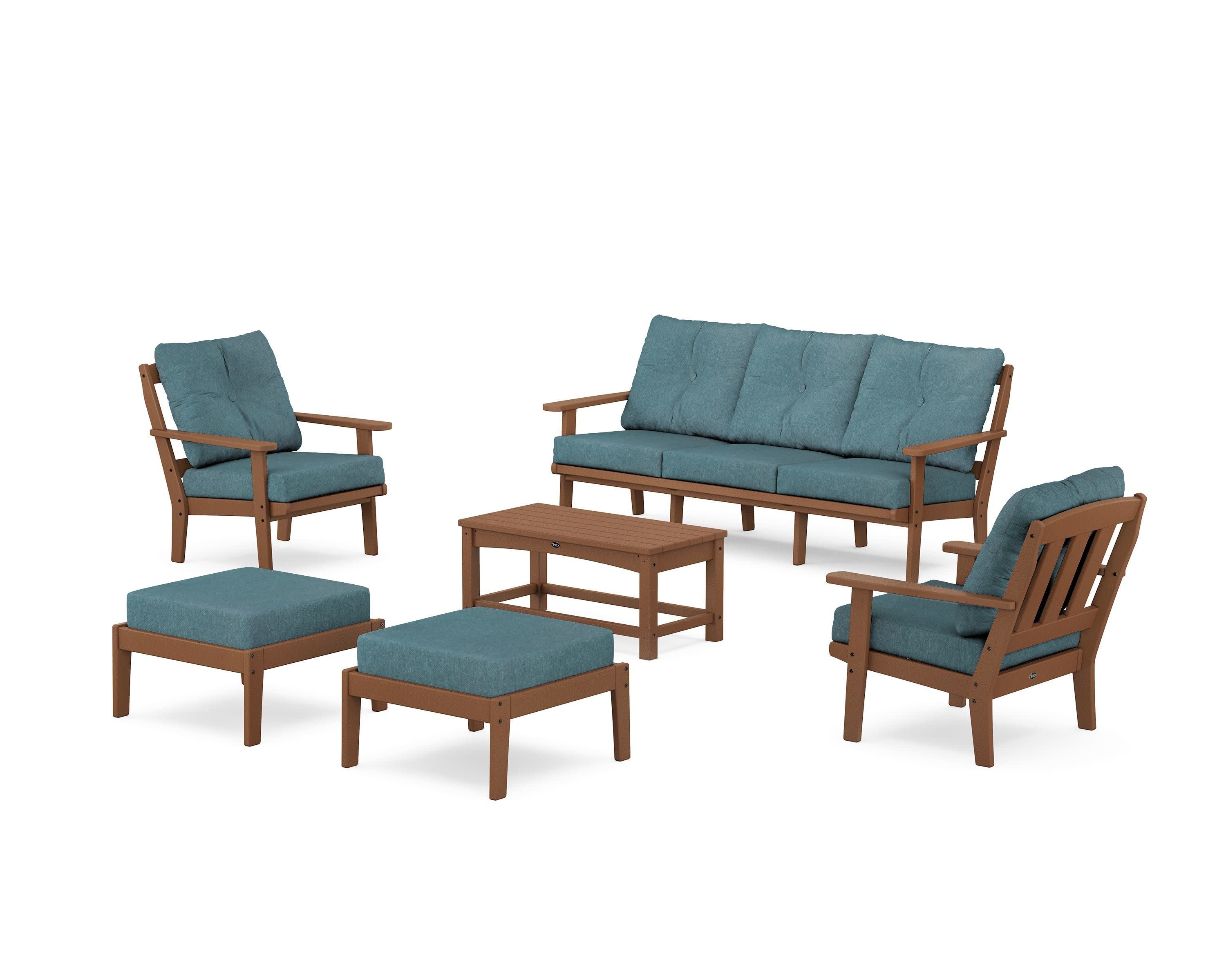 Cape Cod 6-Piece Lounge Sofa Set in Tree House / Ocean Teal
