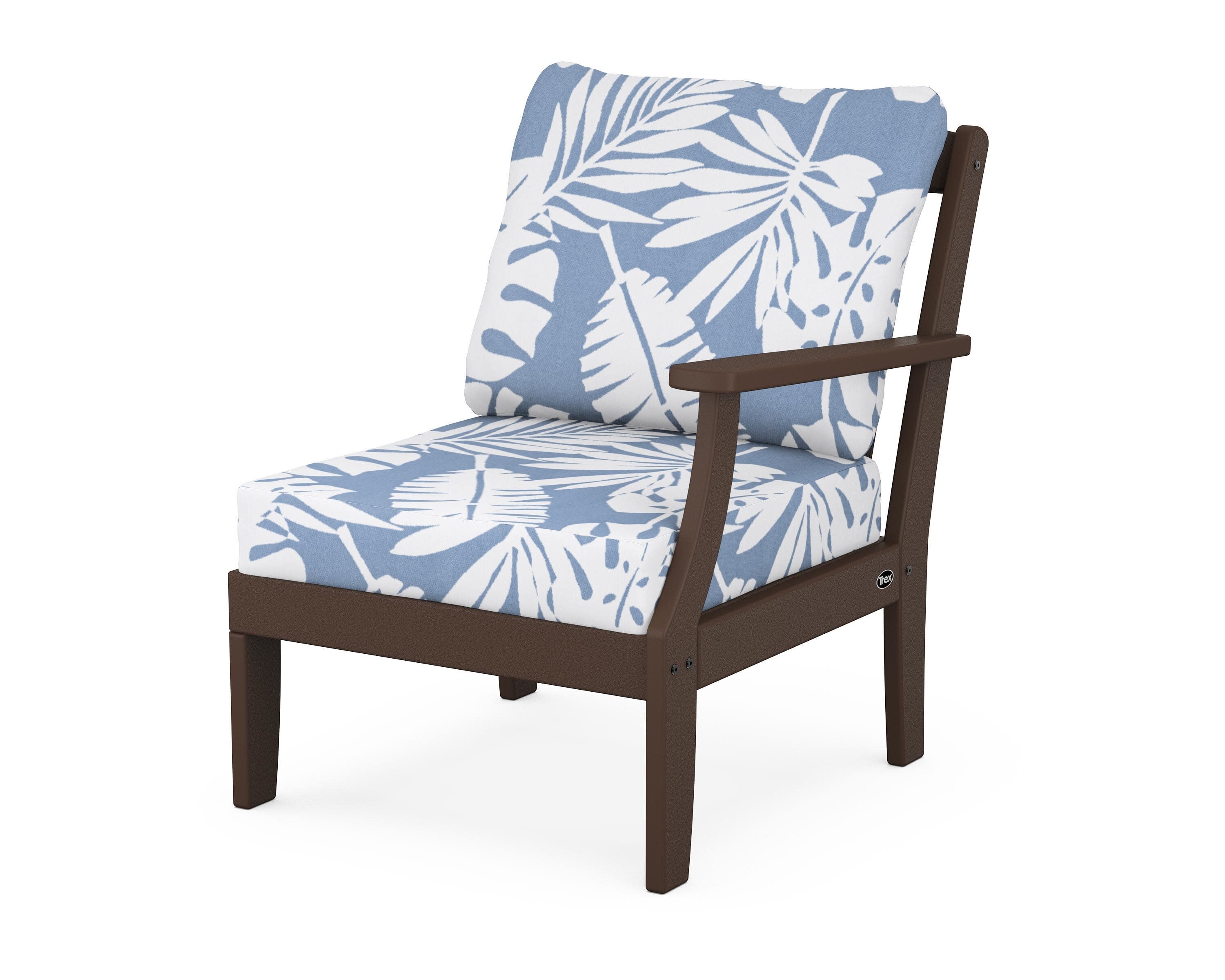 Yacht Club Modular Right Arm Chair in Vintage Lantern / Leaf Sky Blue