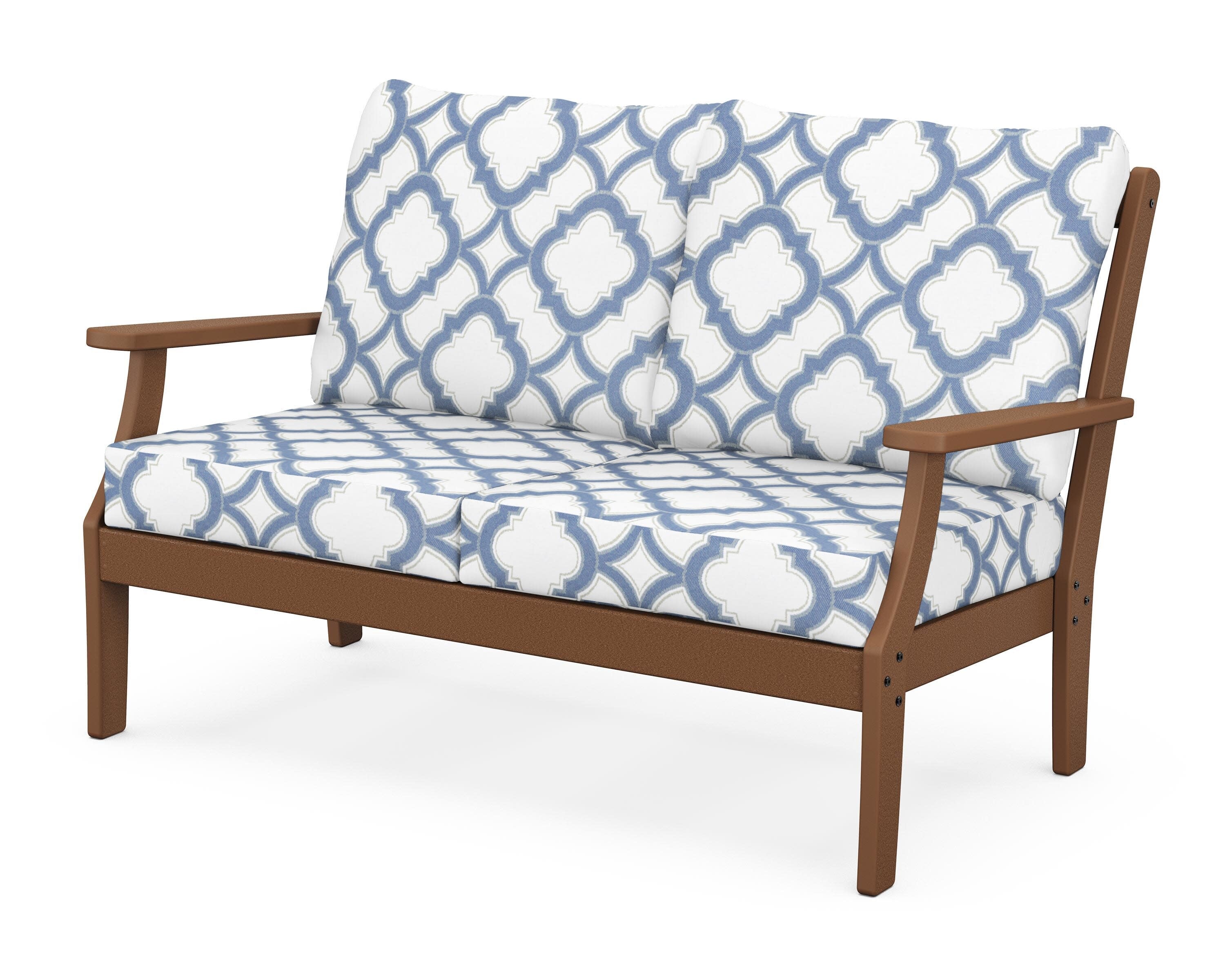 Yacht Club Deep Seating Loveseat in Tree House / Trellis Sky Blue