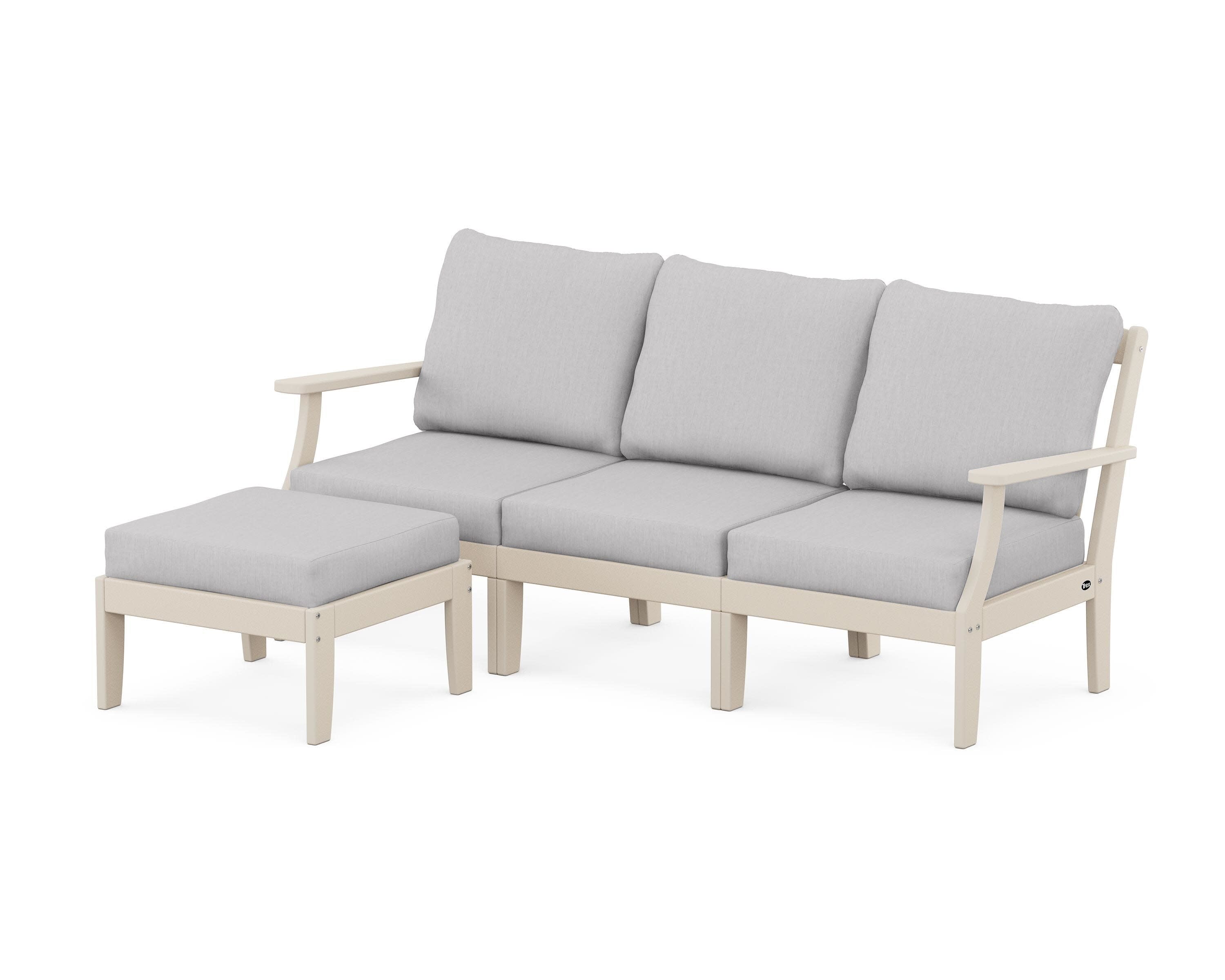 Yacht Club Modular 4-Piece Deep Seating Set with Ottoman in Sand Castle / Granite