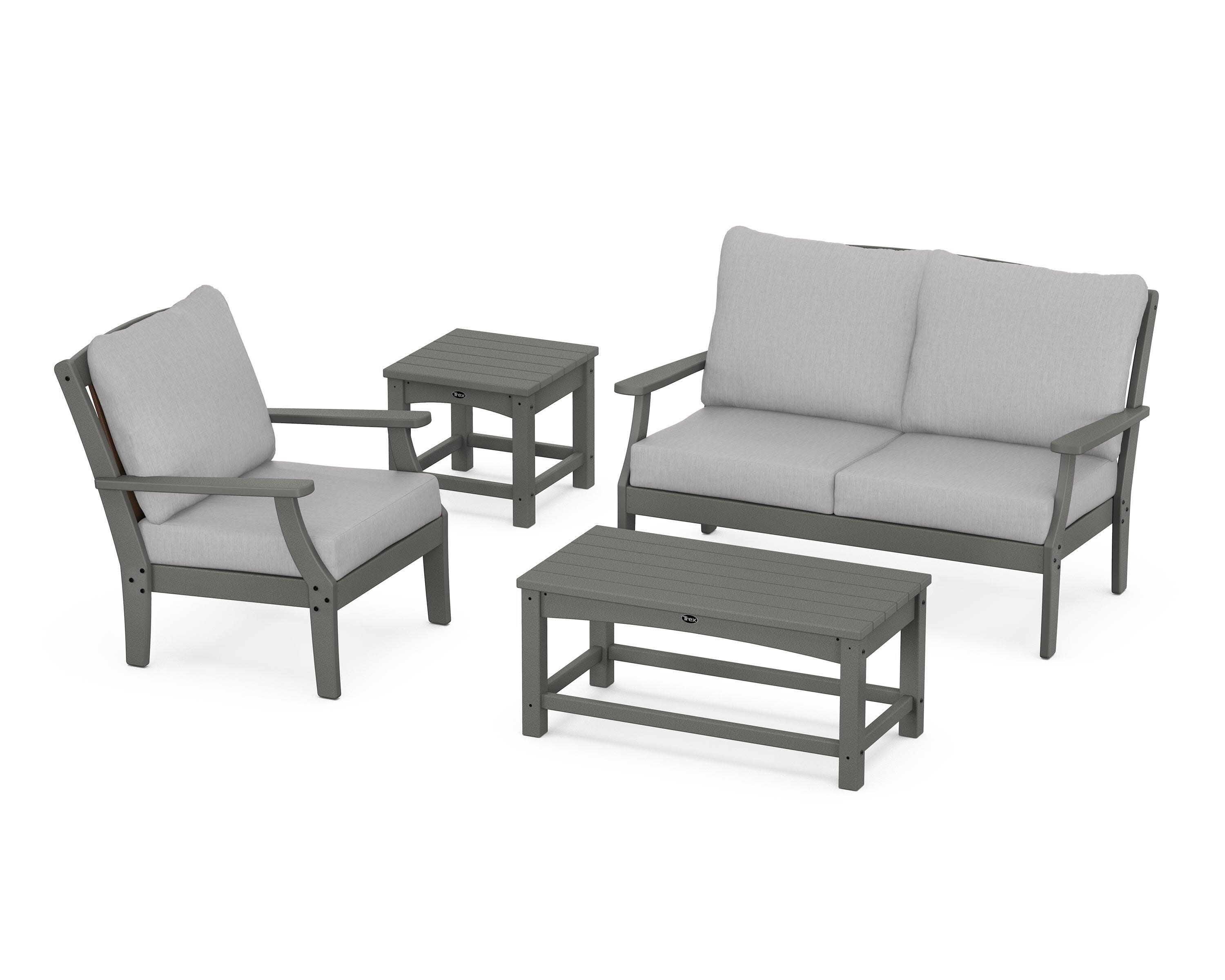 Yacht Club 4-Piece Deep Seating Set in Stepping Stone / Granite