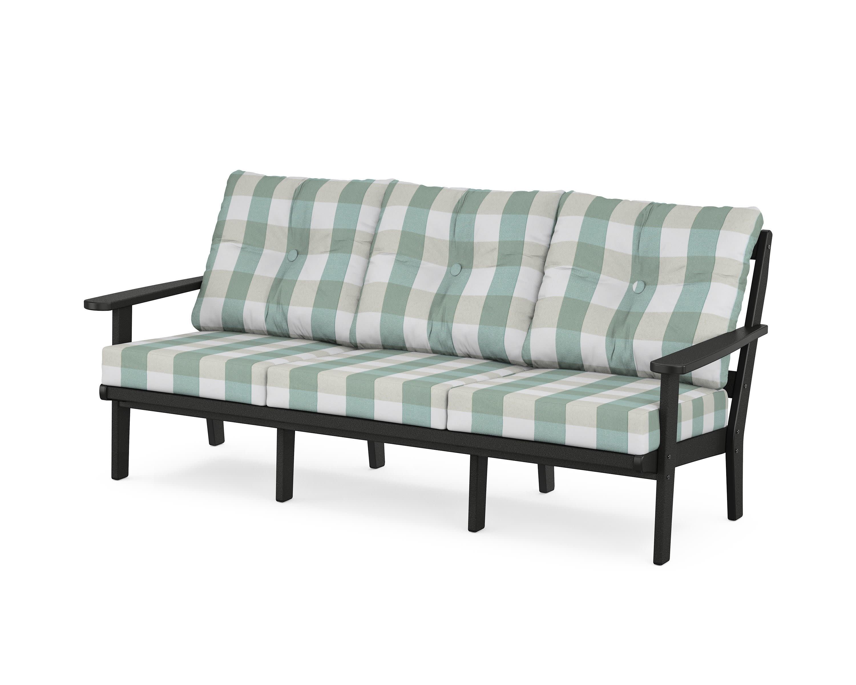 Cape Cod Deep Seating Sofa in Charcoal Black / Buffalo Plaid Glacier Spa