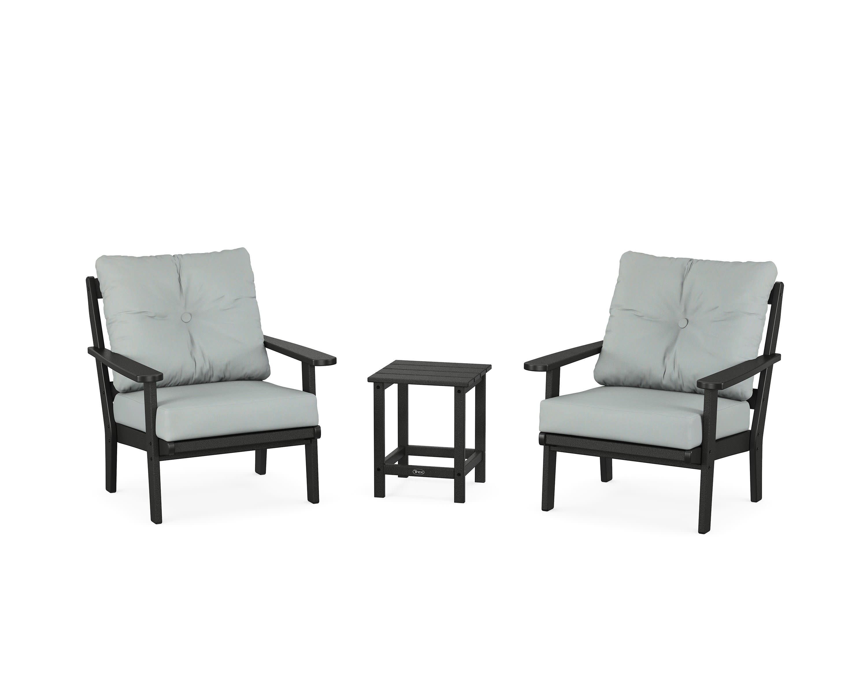 Cape Cod 3-Piece Deep Seating Set in Charcoal Black / Spa