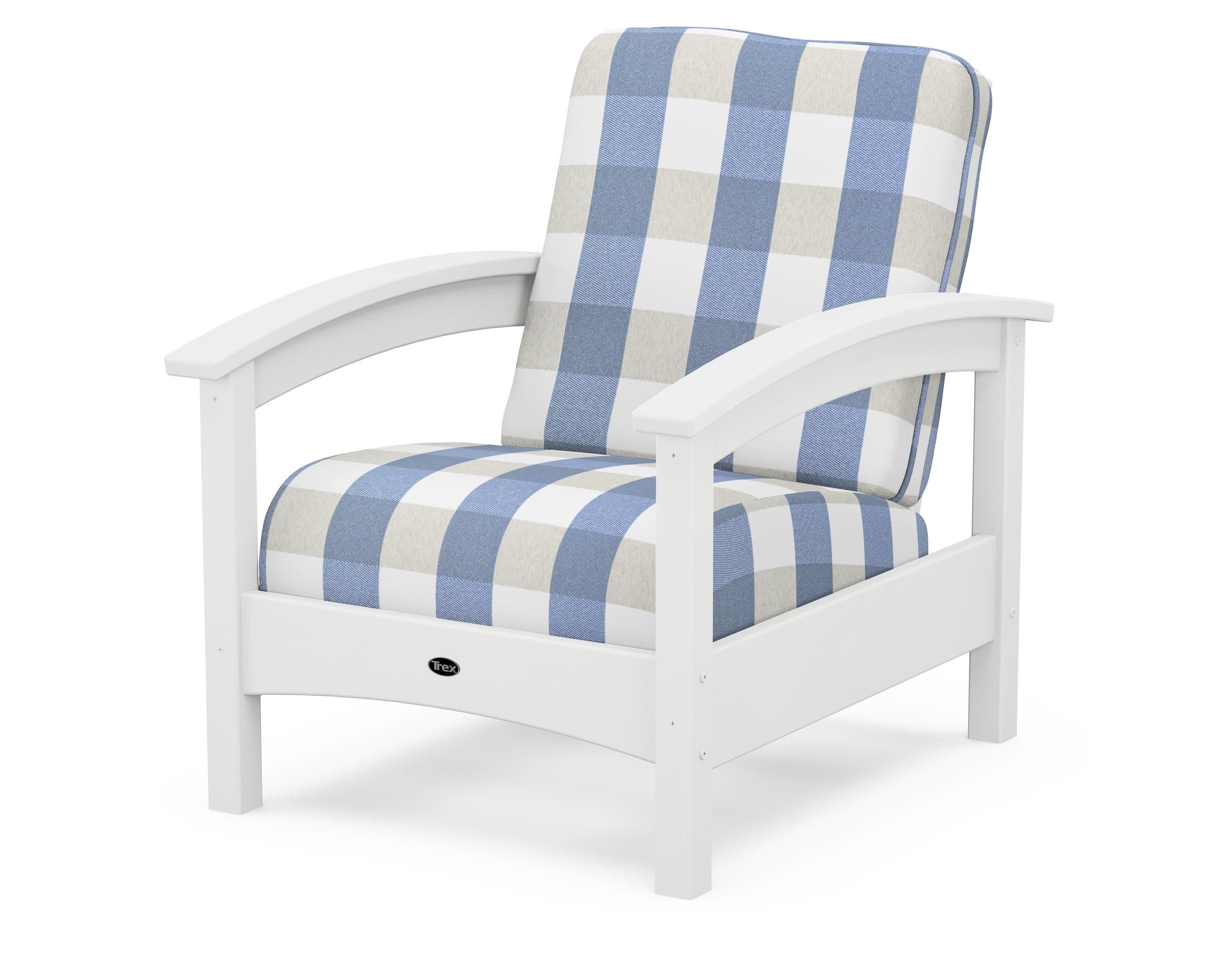 Rockport Club Chair in Classic White / Buffalo Plaid Sky Blue