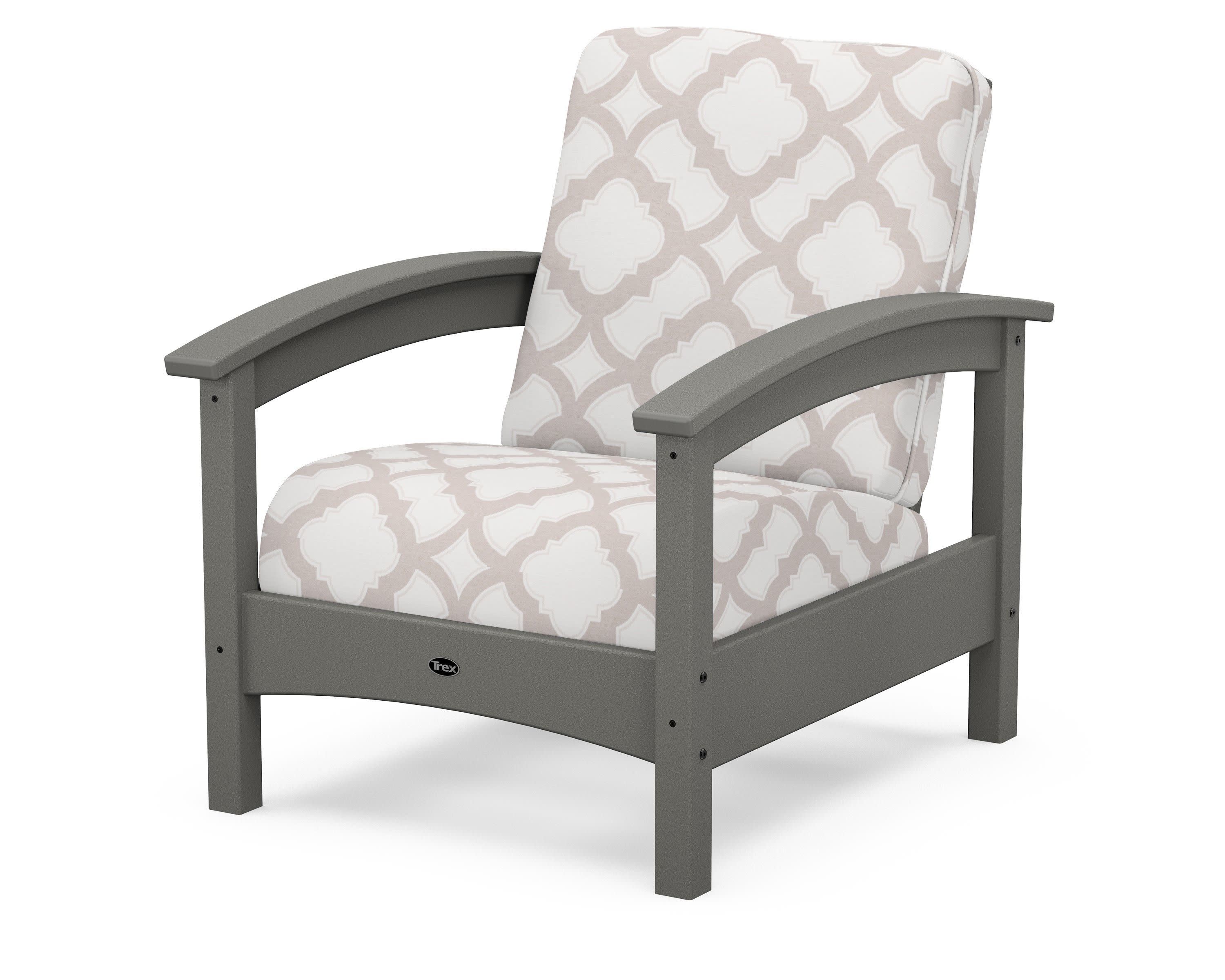 Rockport Club Chair in Stepping Stone / Trellis Dune Burlap