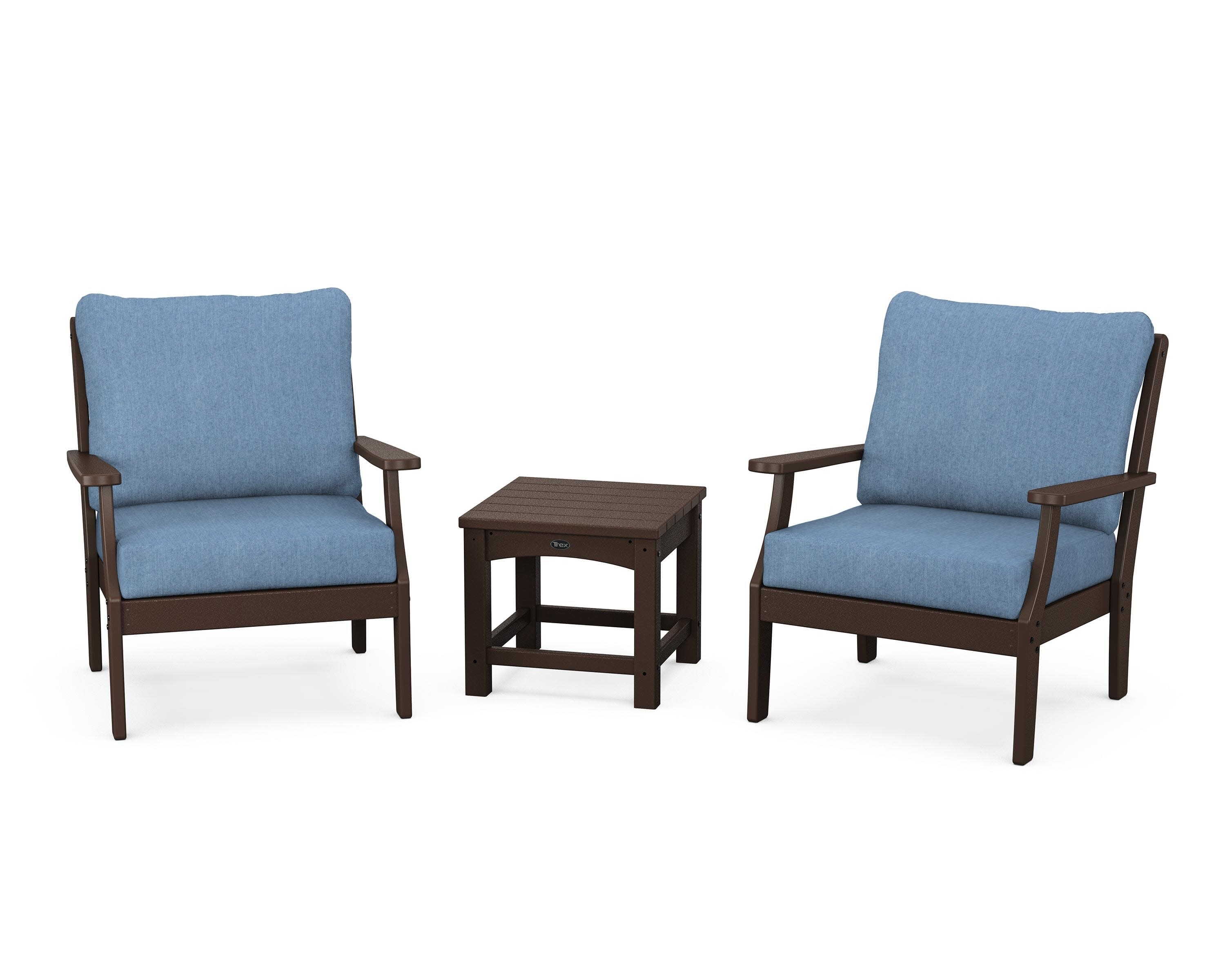 Yacht Club 3-Piece Deep Seating Set in Vintage Lantern / Sky Blue