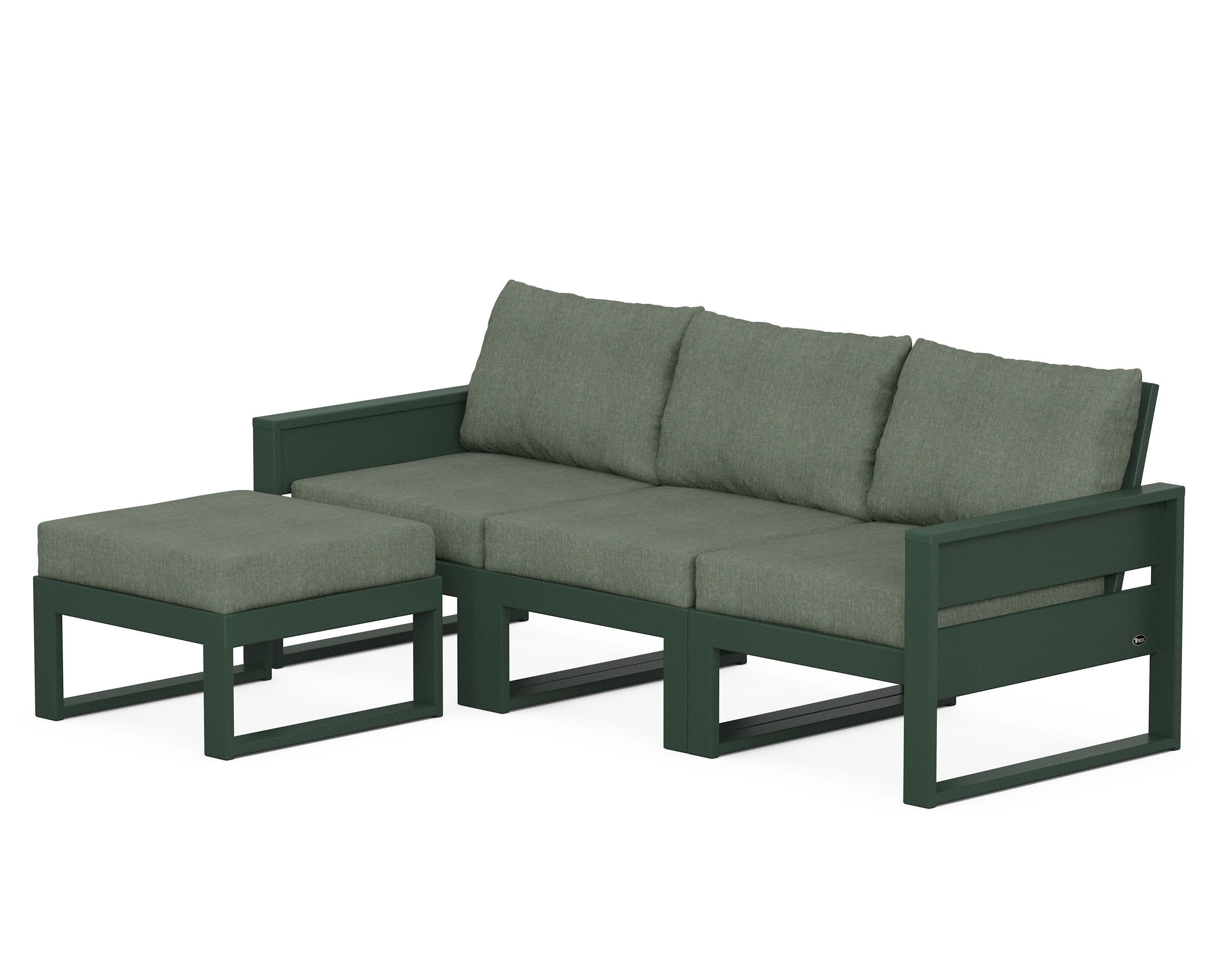 Eastport 4- Piece Sectional with Ottoman in Rainforest Canopy / Cast Sage