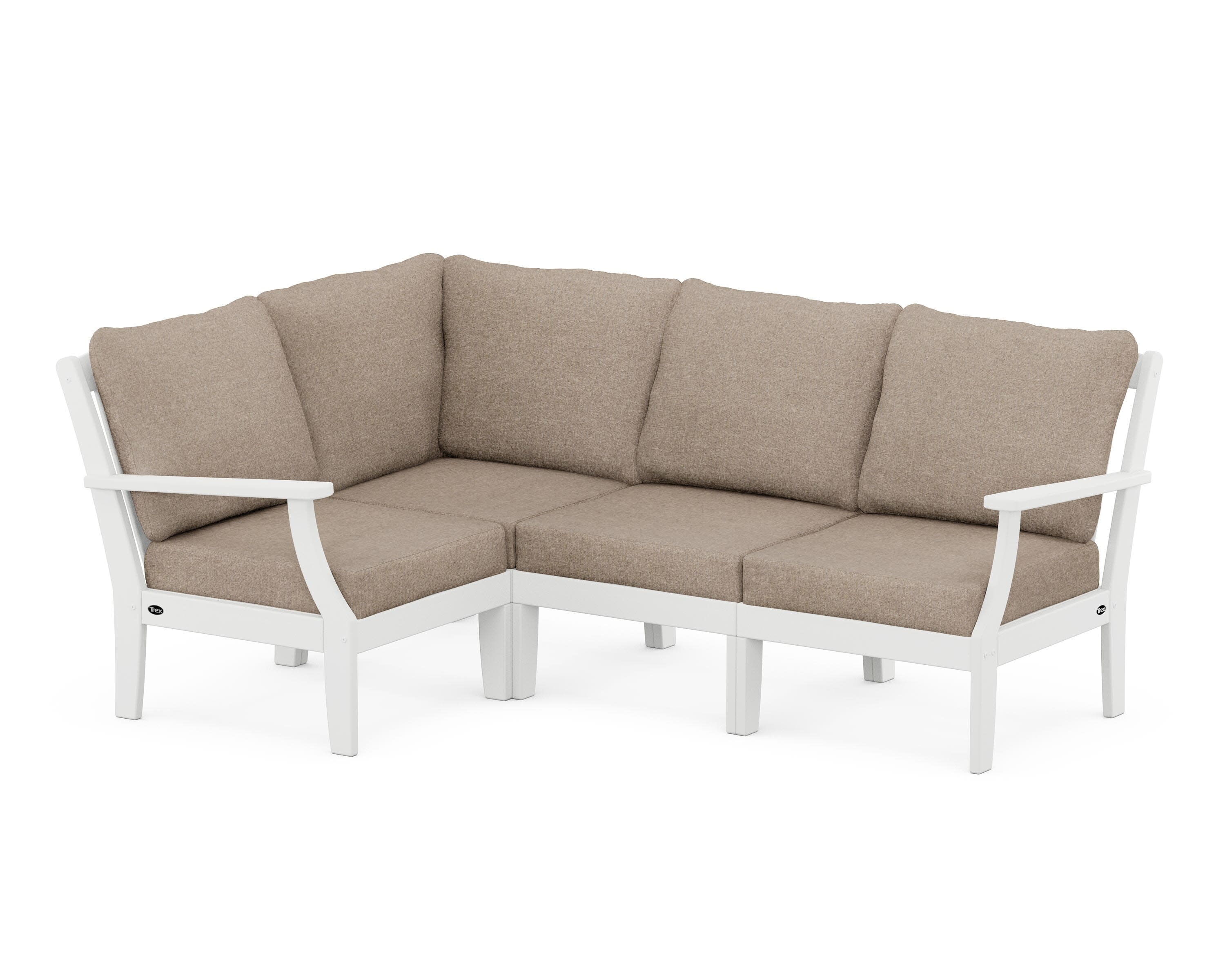 Yacht Club Modular 4-Piece Deep Seating Set in Classic White / Spiced Burlap