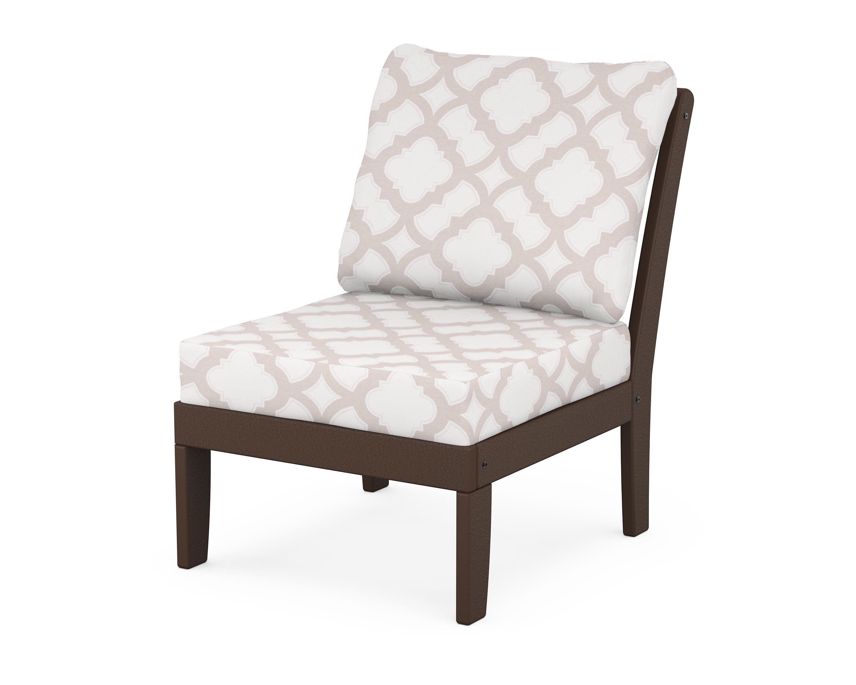 Yacht Club Modular Armless Chair in Vintage Lantern / Trellis Dune Burlap