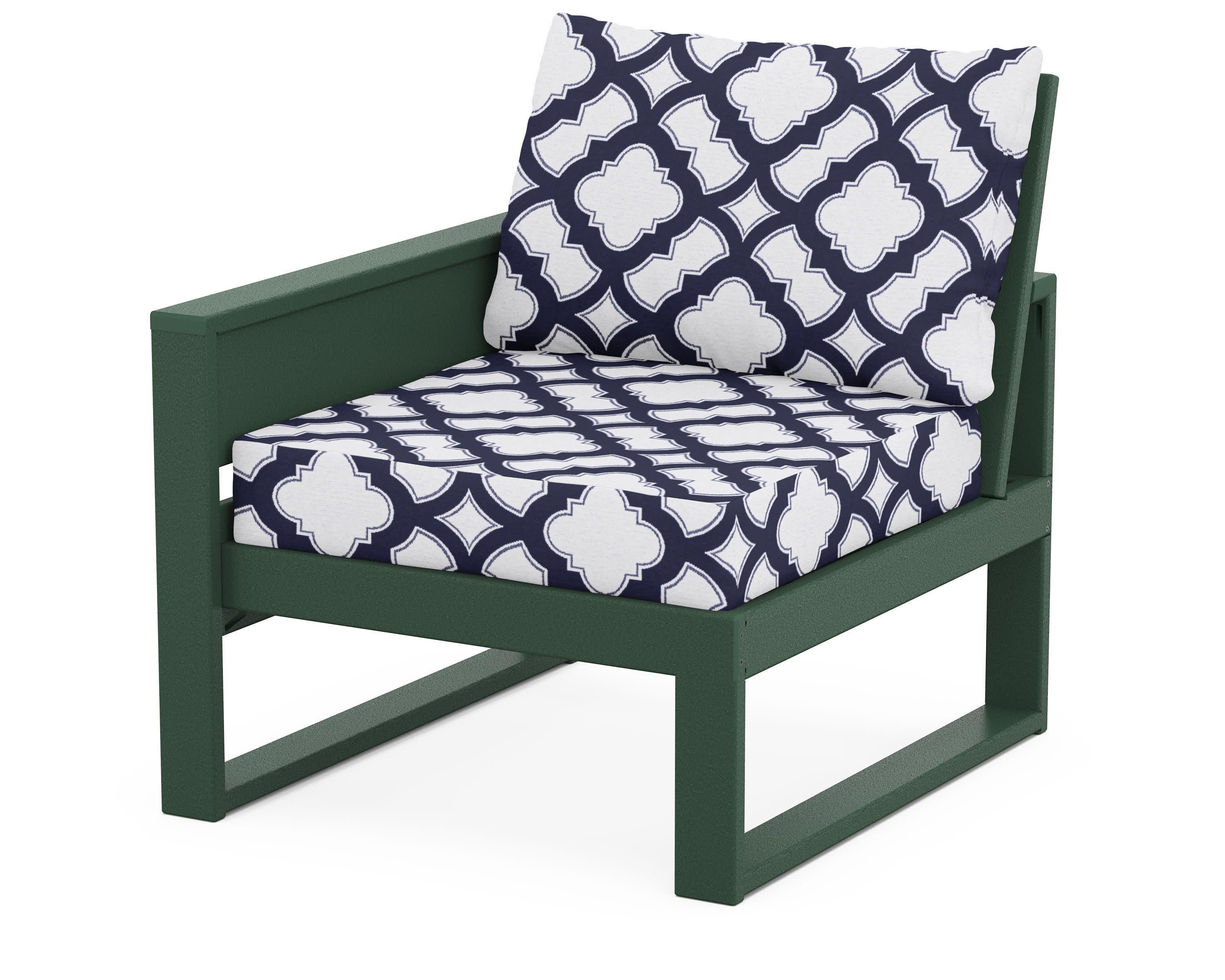 Eastport Modular Left Arm Chair in Rainforest Canopy / Trellis Navy