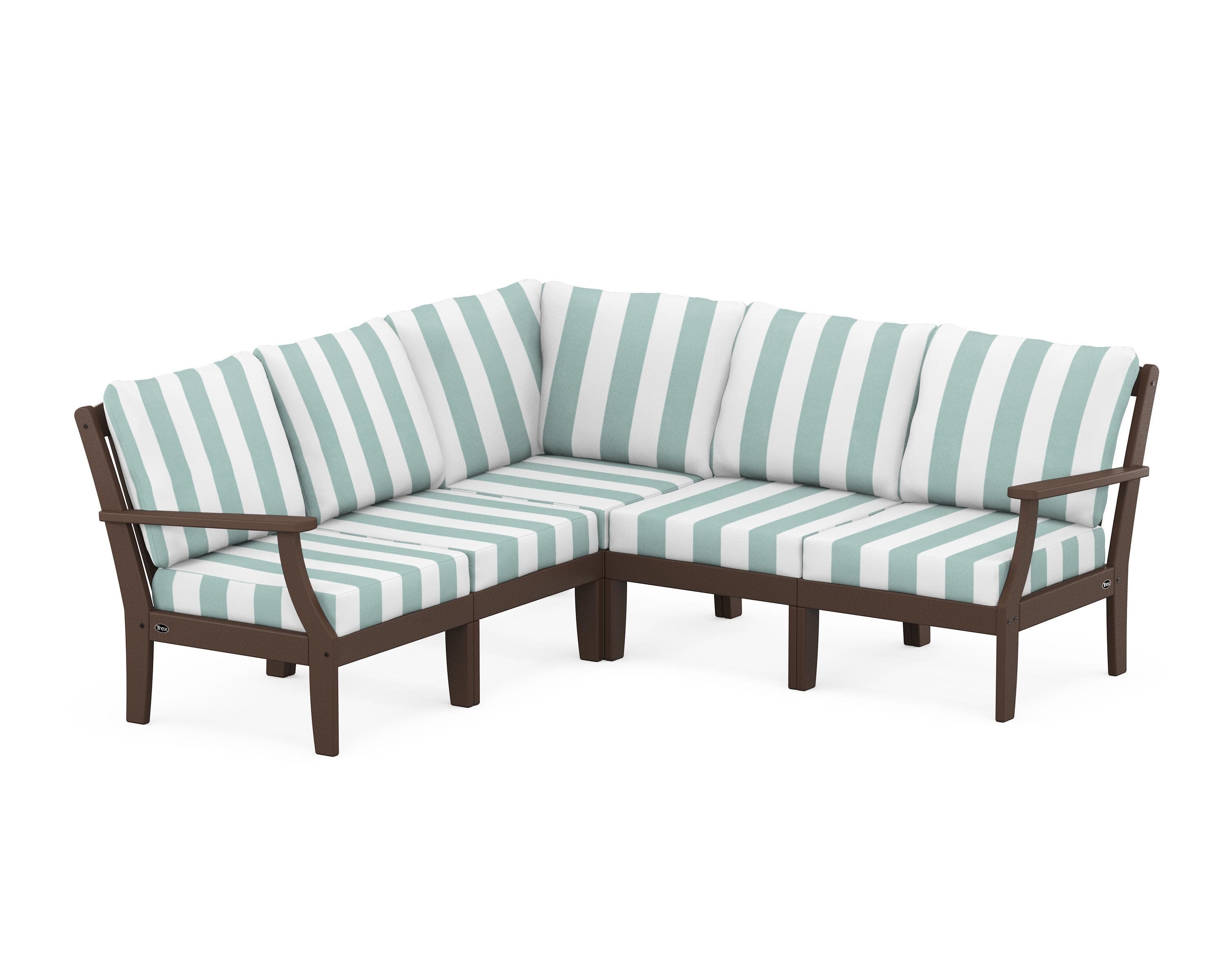 Yacht Club Modular 5-Piece Deep Seating Set in Vintage Lantern / Cabana Stripe Glacier Spa