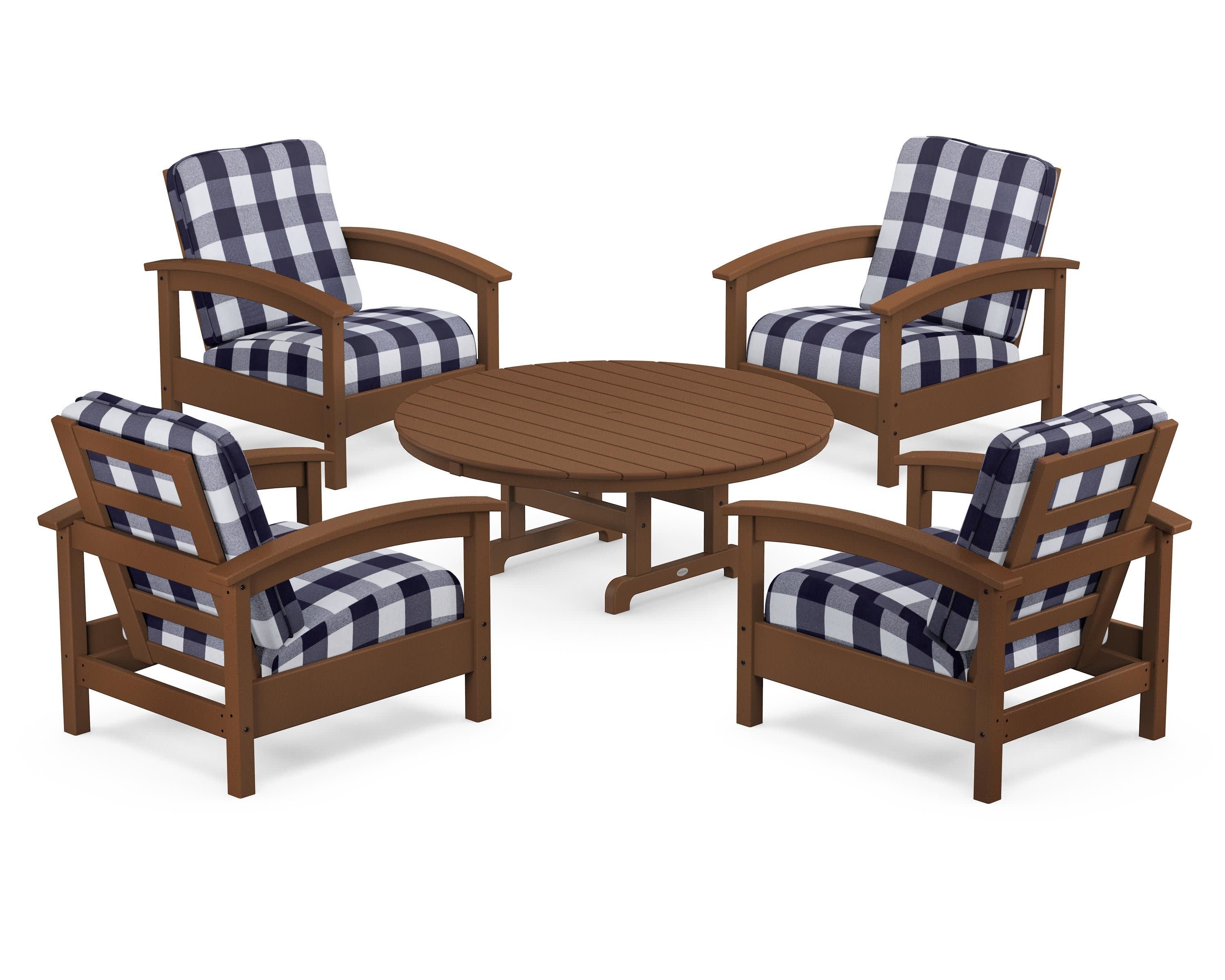 Rockport 5-Piece Deep Seating Set in Tree House / Buffalo Plaid Navy