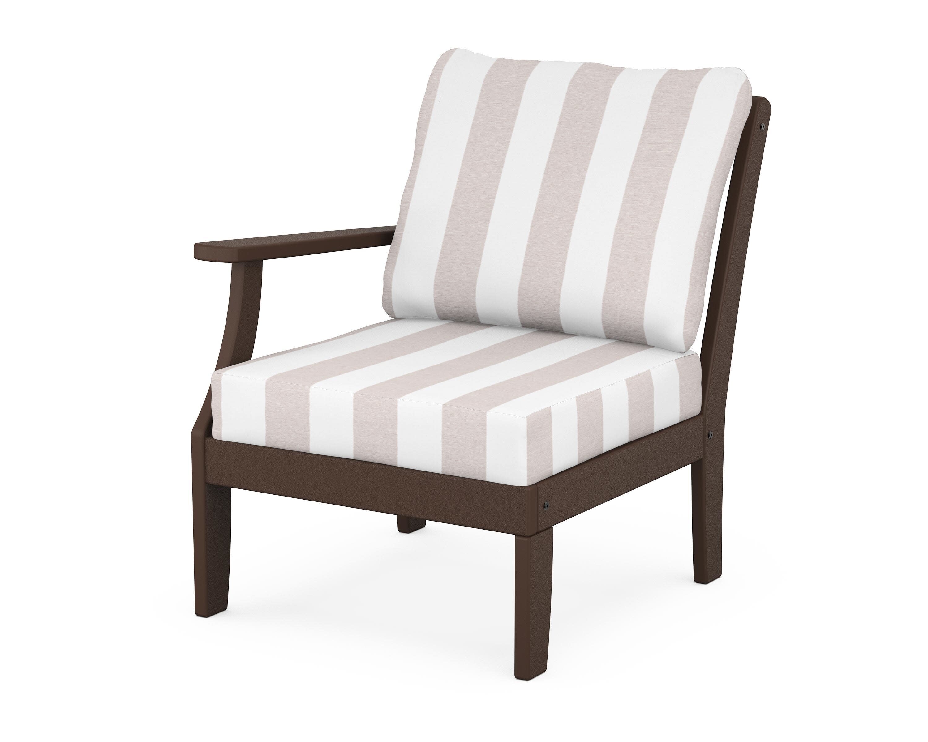 Yacht Club Modular Left Arm Chair in Vintage Lantern / Cabana Stripe Dune Burlap