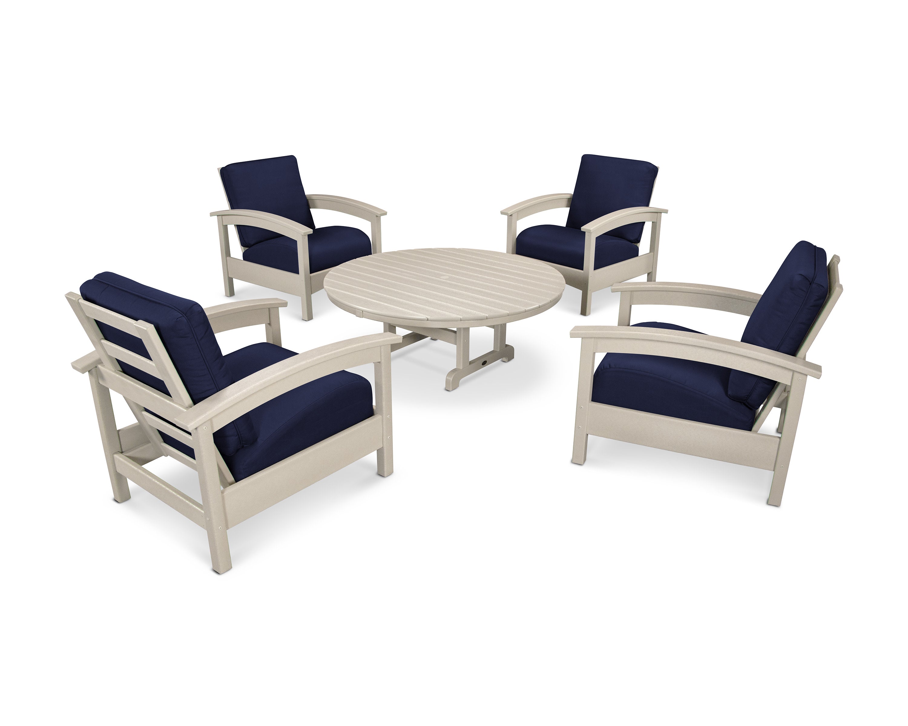 Rockport 5-Piece Deep Seating Set in Sand Castle / Navy