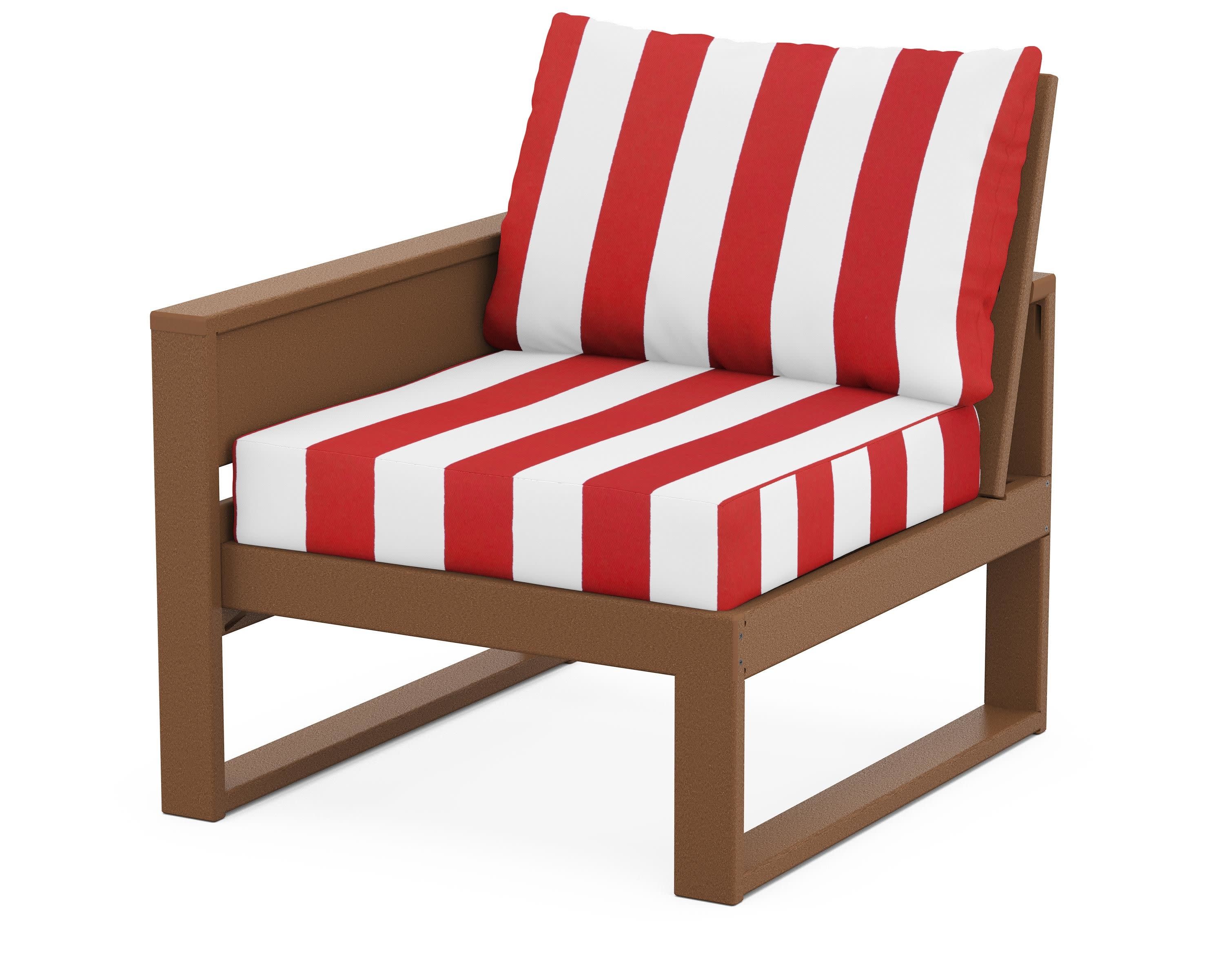 Eastport Modular Left Arm Chair in Tree House / Cabana Stripe Crimson