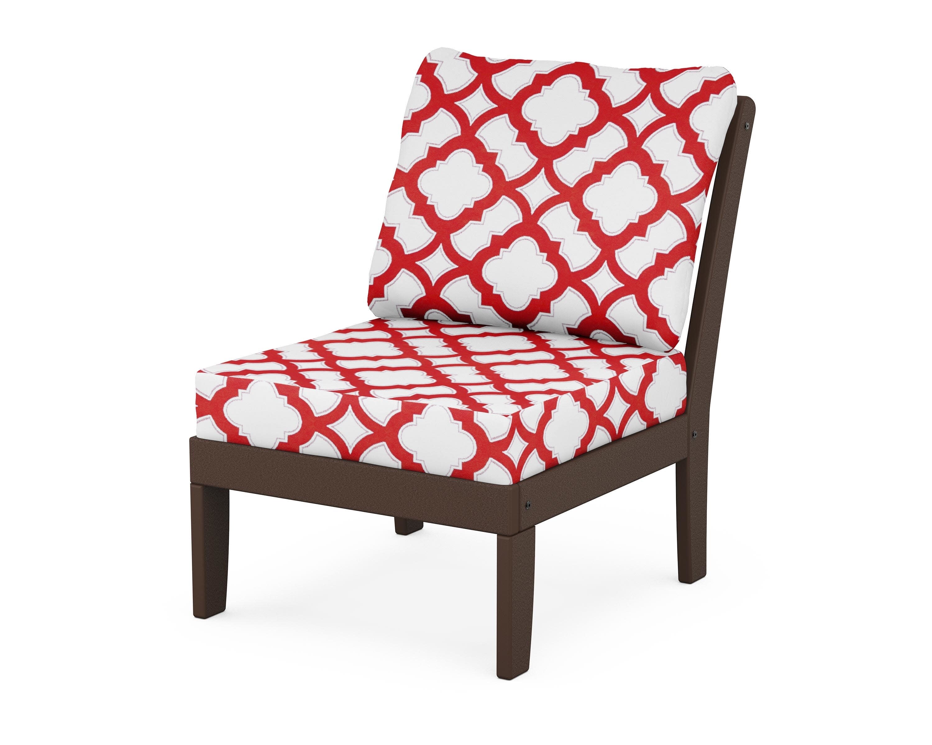 Yacht Club Modular Armless Chair in Vintage Lantern / Trellis Crimson