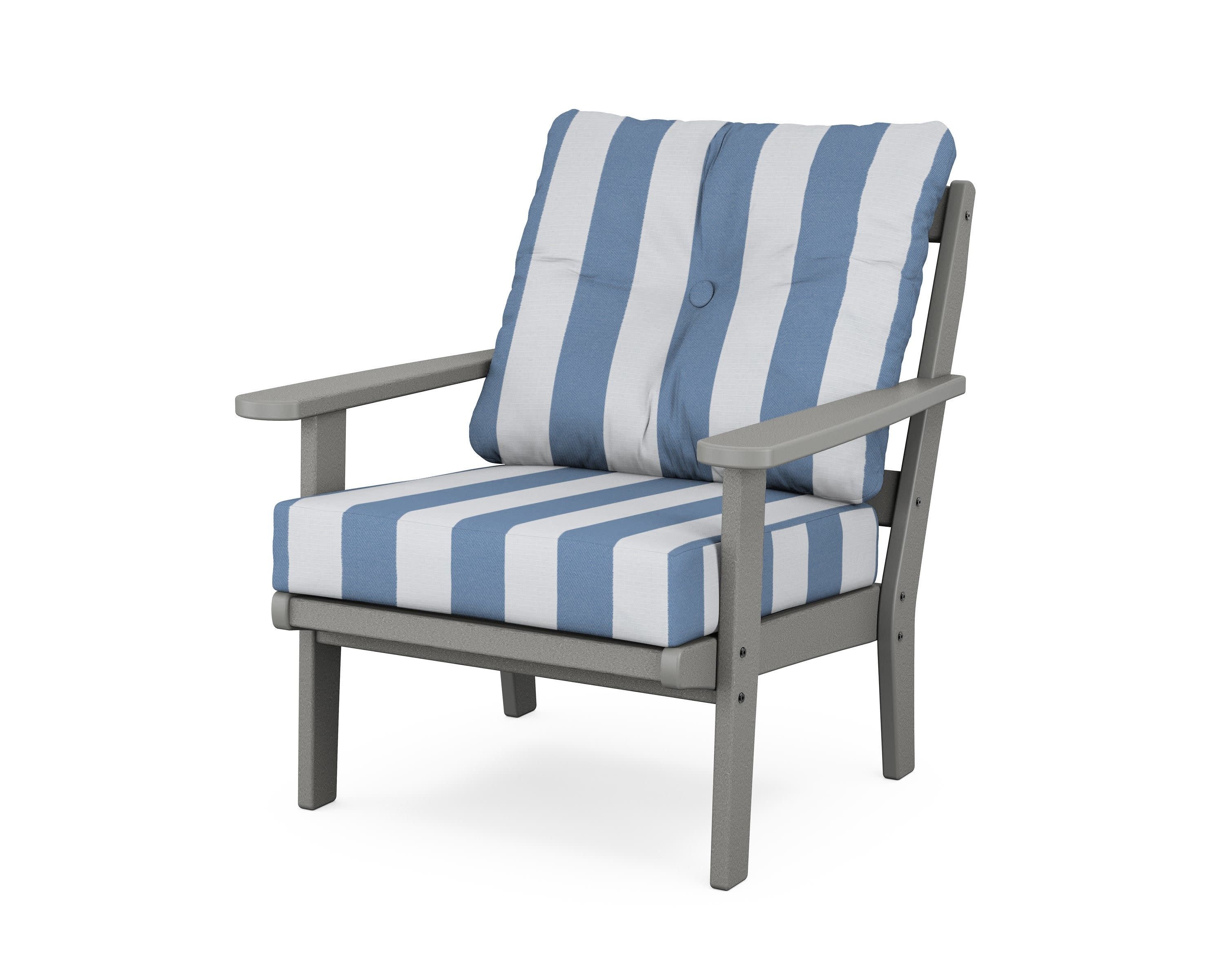 Cape Cod Deep Seating Chair in Stepping Stone / Cabana Stripe Sky Blue