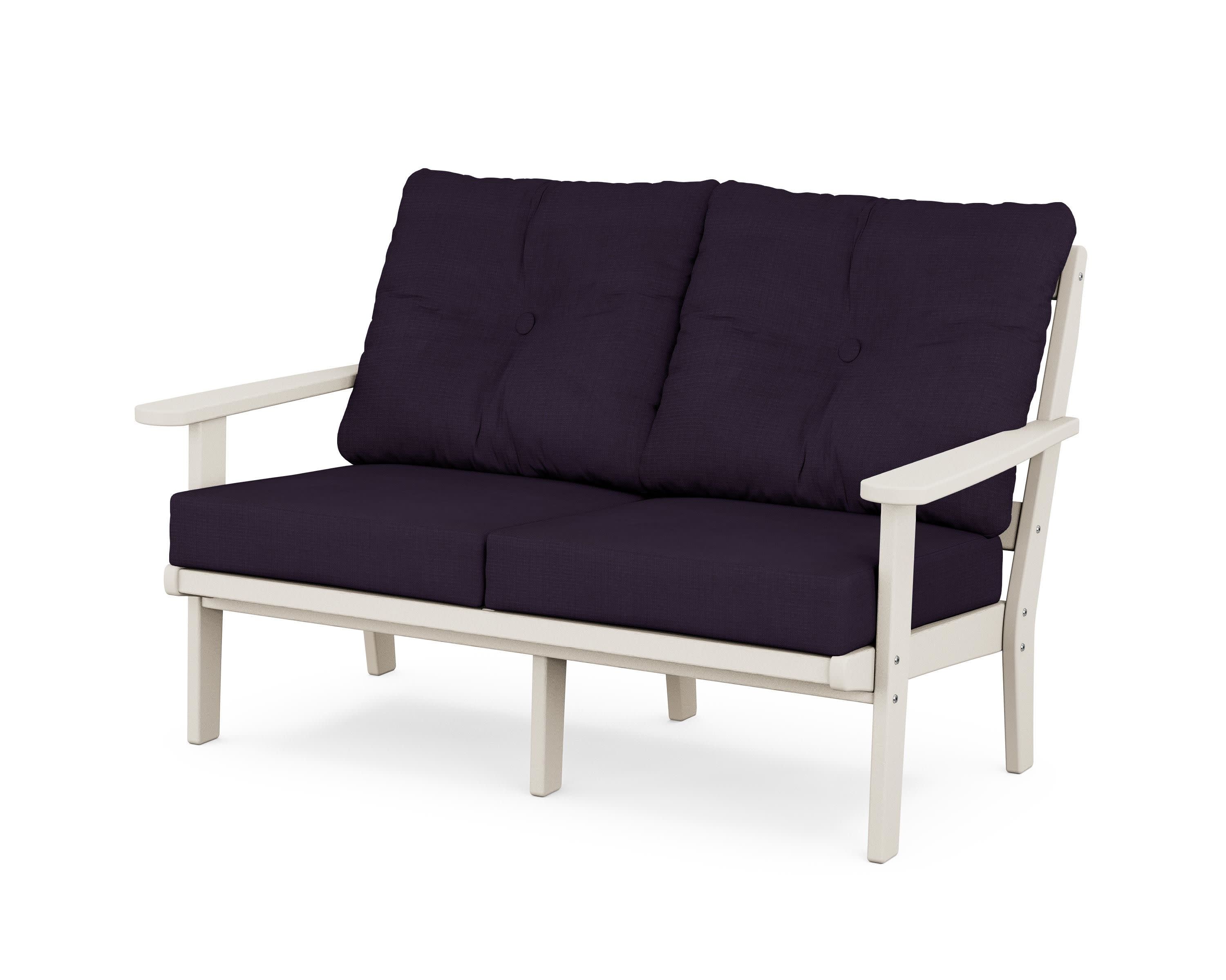 Cape Cod Deep Seating Loveseat in Sand Castle / Navy Linen