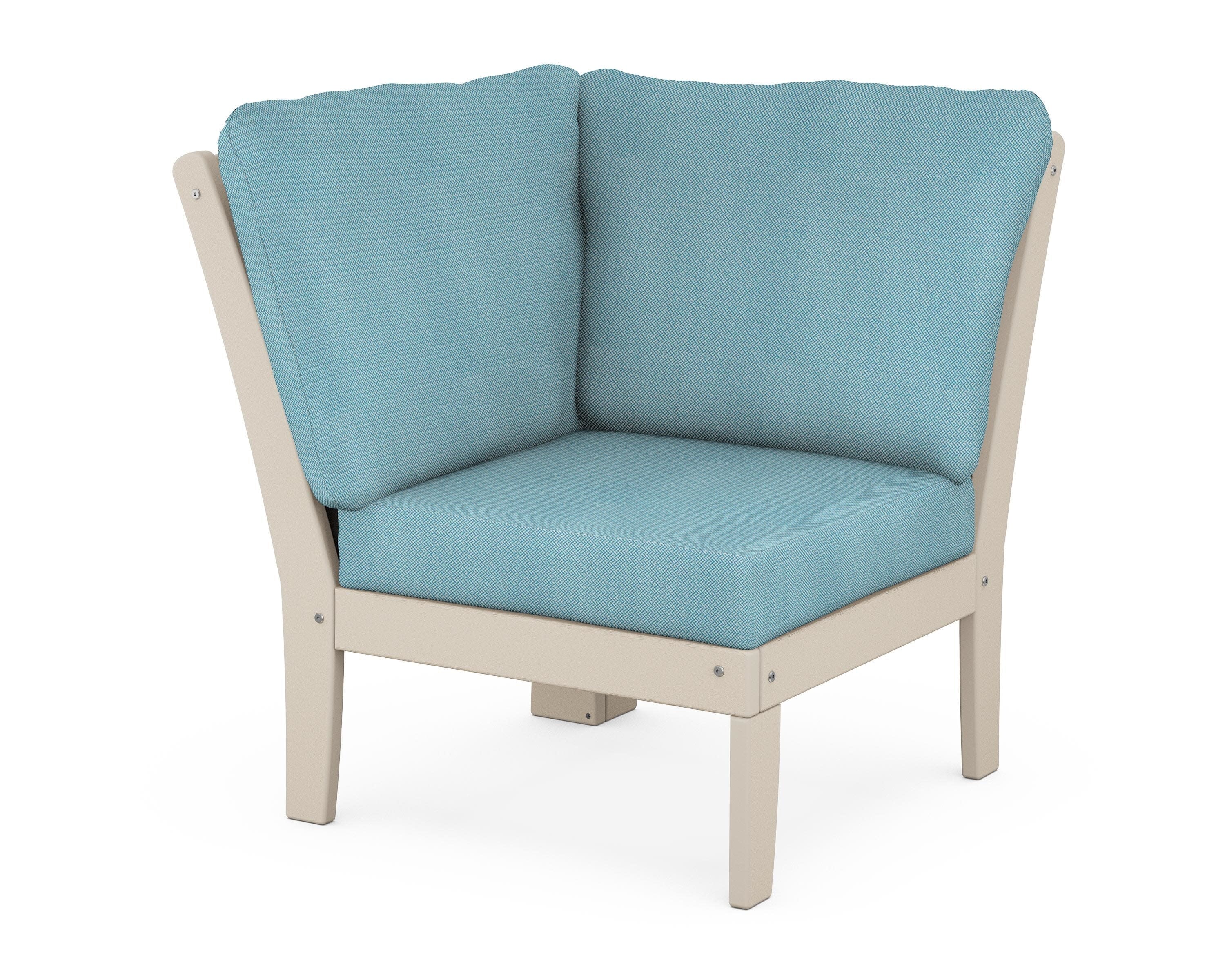 Yacht Club Modular Corner Chair in Sand Castle / Lattice Sky Blue
