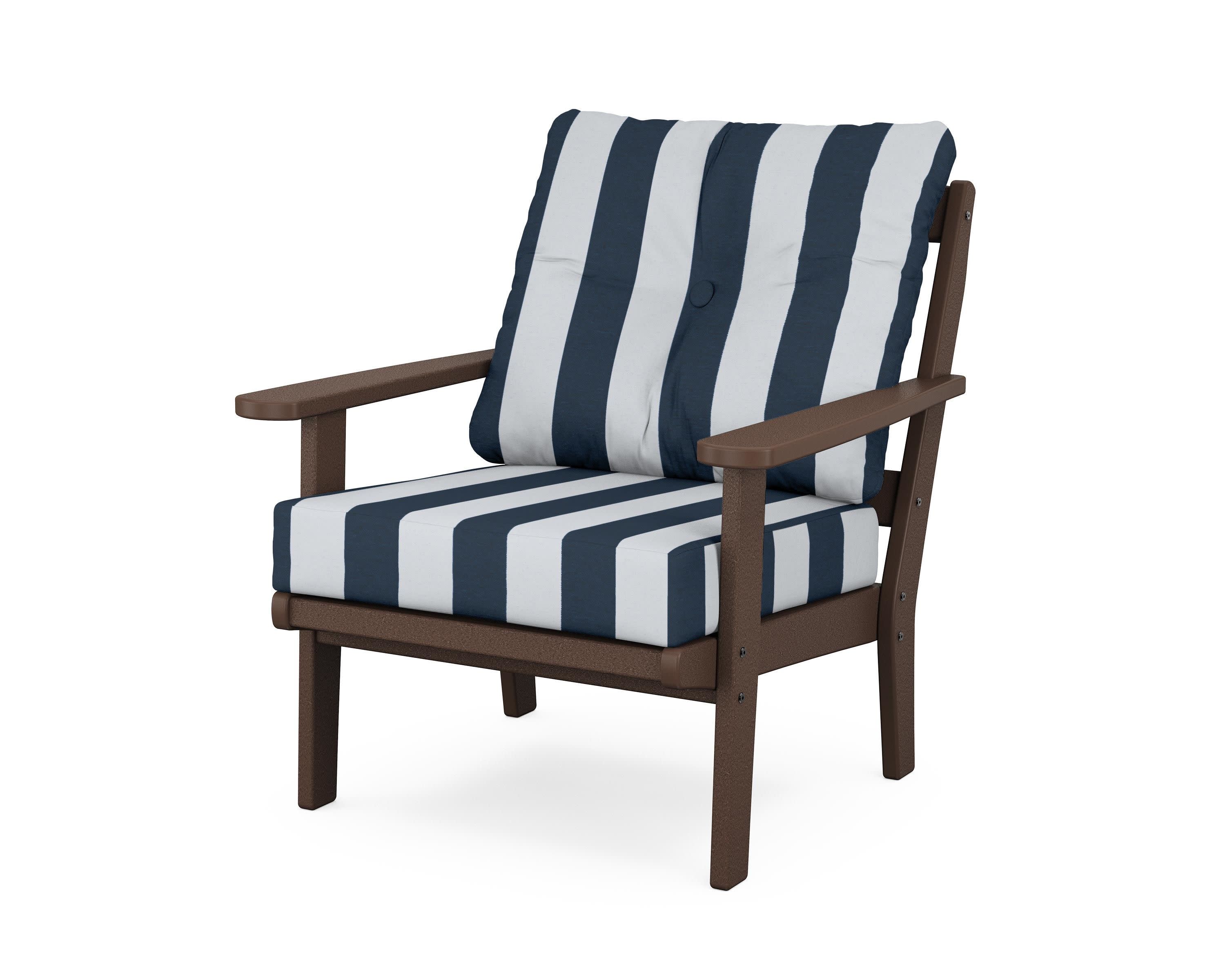 Cape Cod Deep Seating Chair in Vintage Lantern / Cabana Stripe Marine Indigo