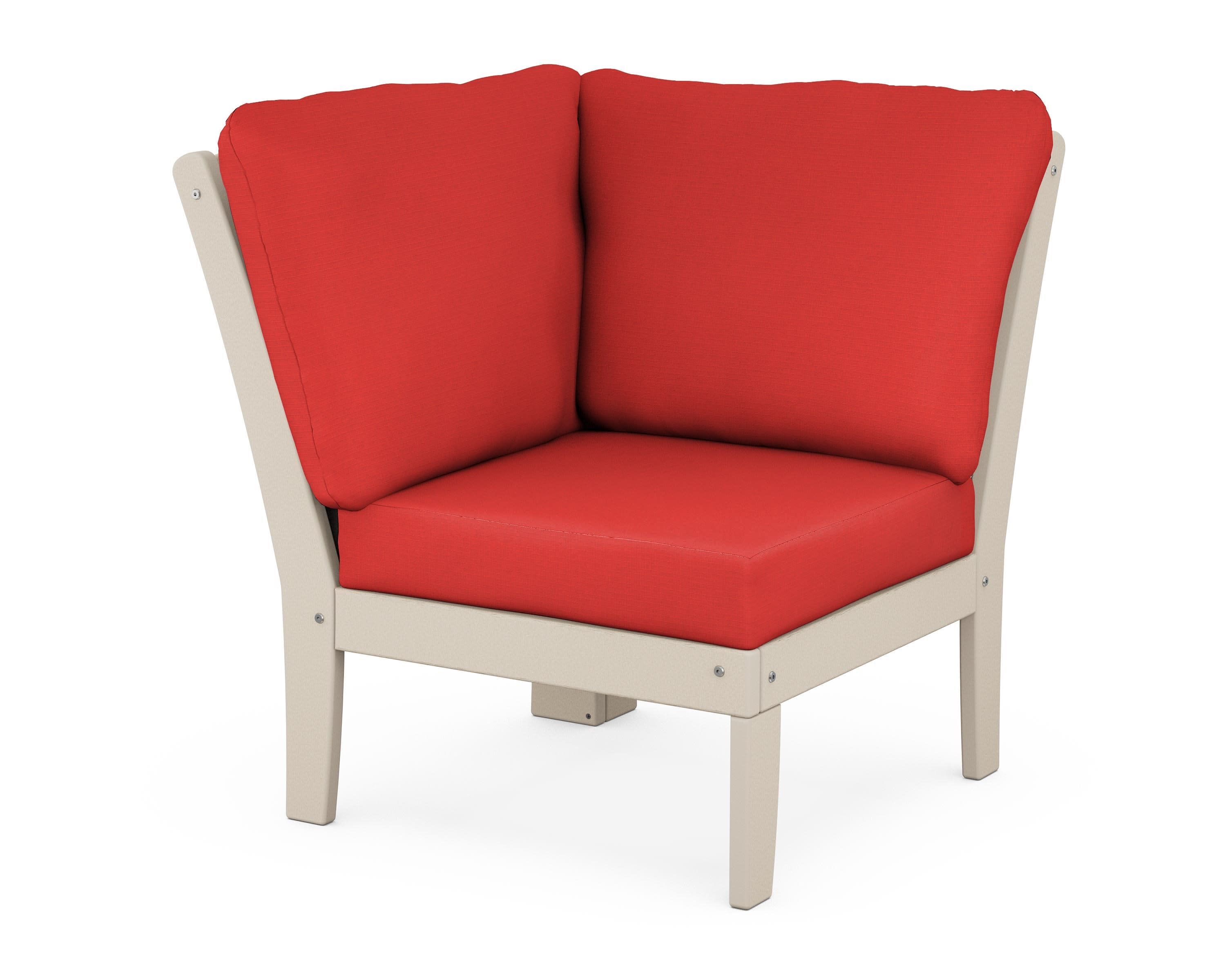 Yacht Club Modular Corner Chair in Sand Castle / Crimson Linen