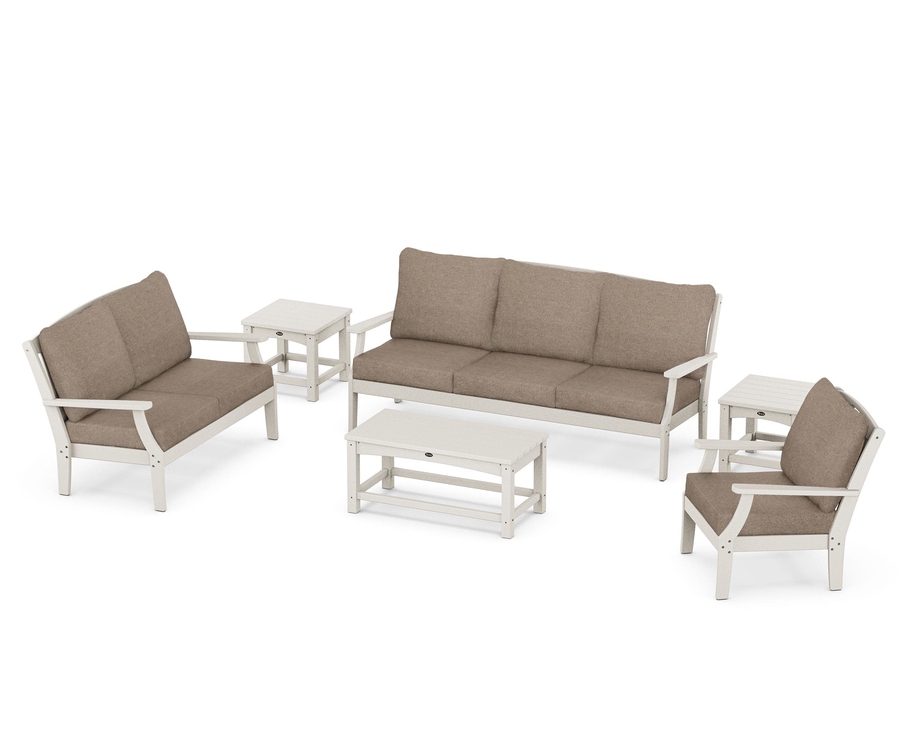 Yacht Club 6-Piece Deep Seating Set in Sand Castle / Spiced Burlap