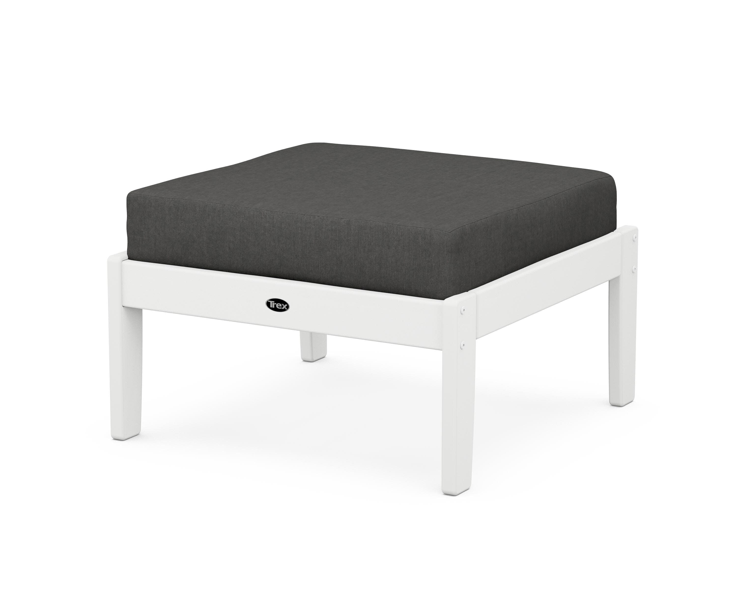 Yacht Club Deep Seating Ottoman in Classic White / Spectrum Carbon