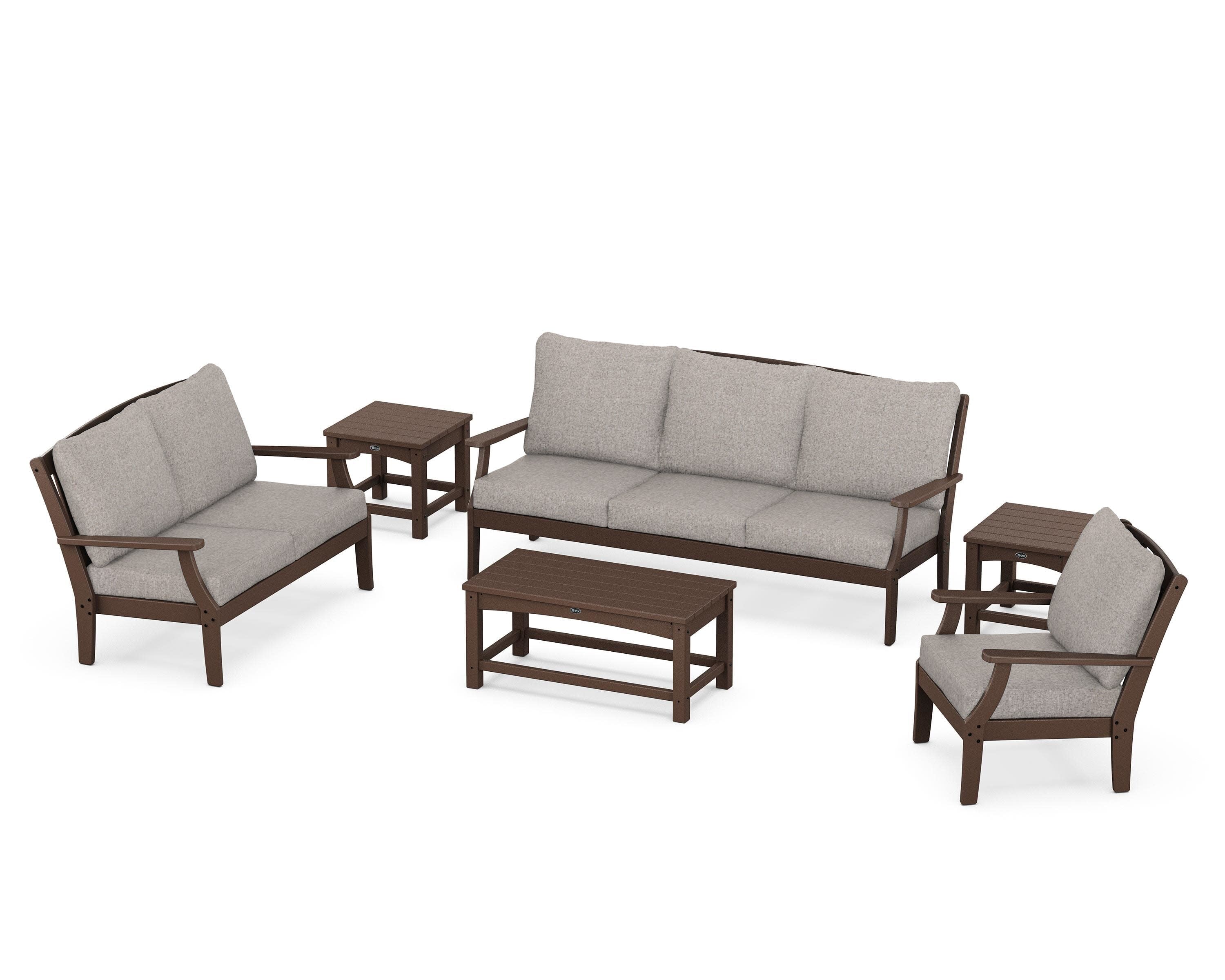 Yacht Club 6-Piece Deep Seating Set in Vintage Lantern / Weathered Tweed