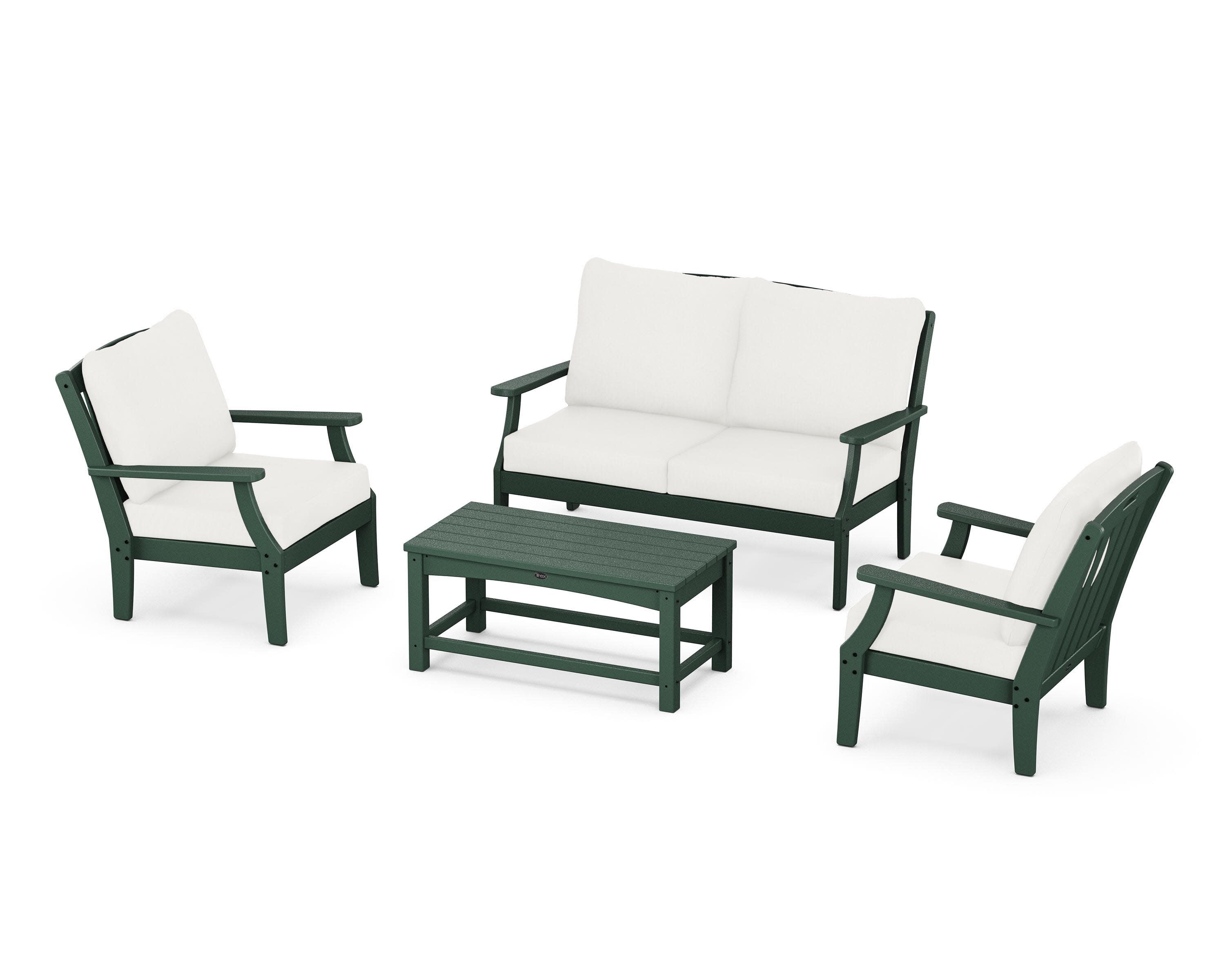 Yacht Club 4-Piece Deep Seating Chair Set in Rainforest Canopy / Natural Linen