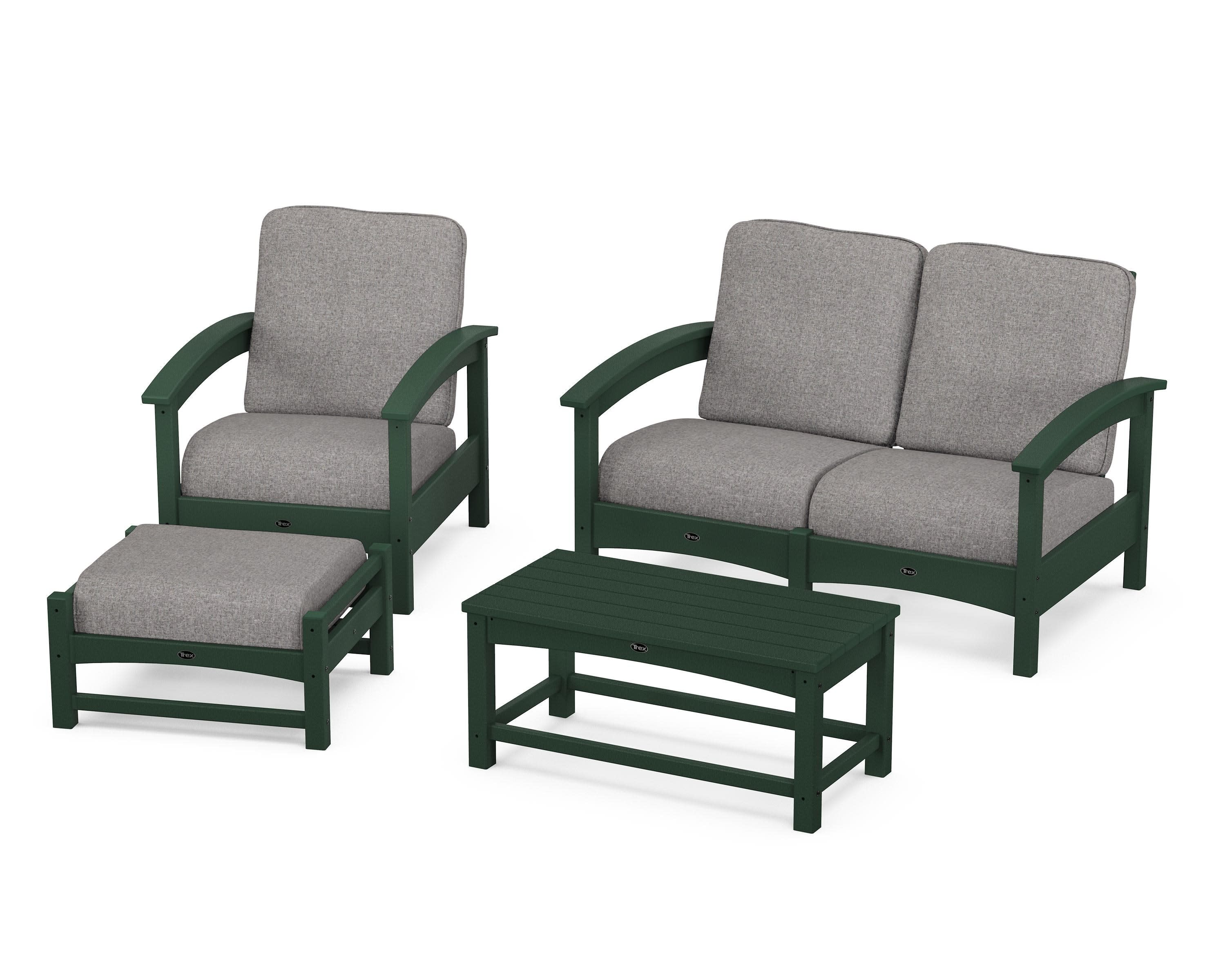 Rockport 4-Piece Deep Seating Conversation Group in Rainforest Canopy / Grey Mist