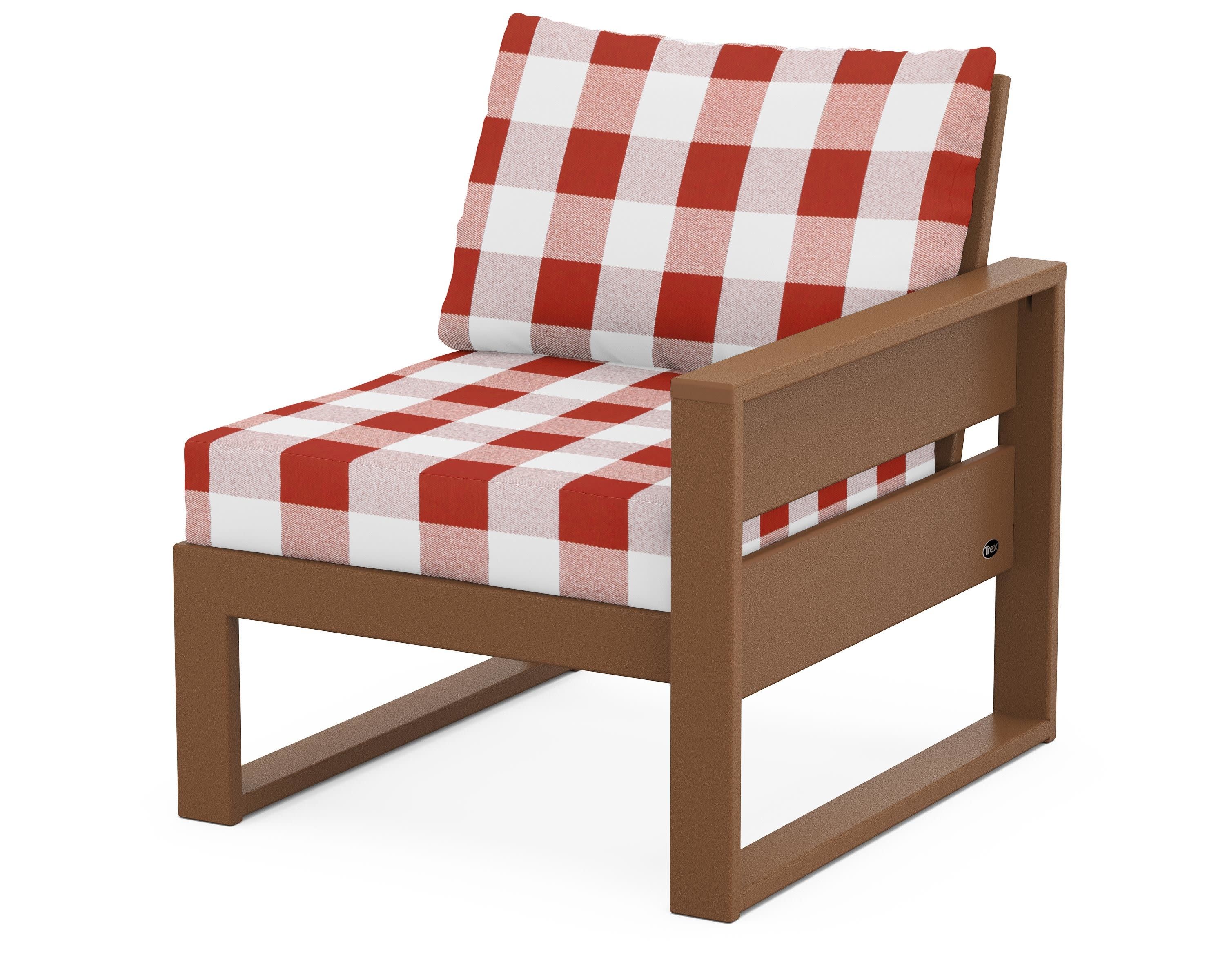 Eastport Modular Right Arm Chair in Tree House / Buffalo Plaid Crimson