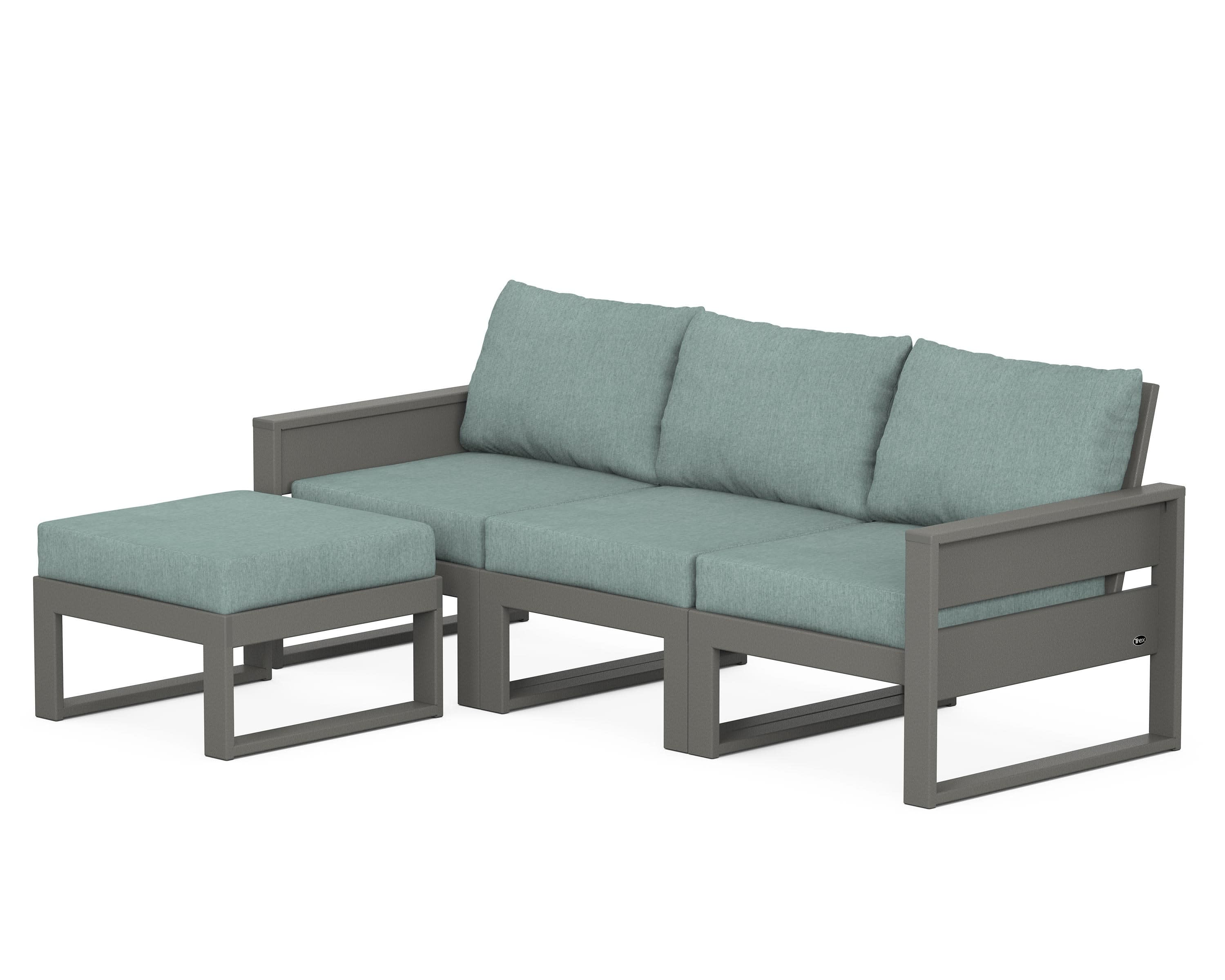 Eastport 4- Piece Sectional with Ottoman in Stepping Stone / Glacier Spa