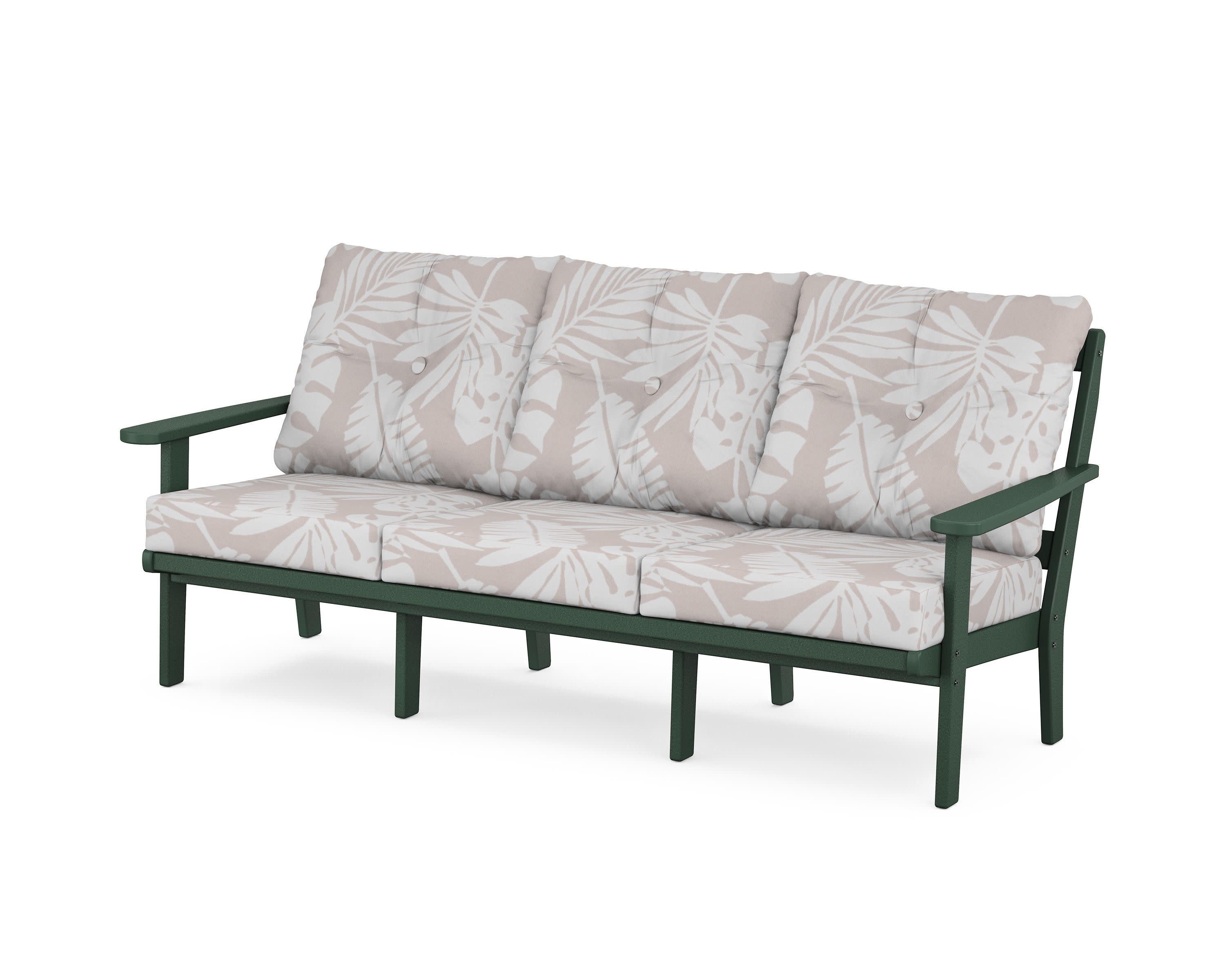 Cape Cod Deep Seating Sofa in Rainforest Canopy / Leaf Dune Burlap