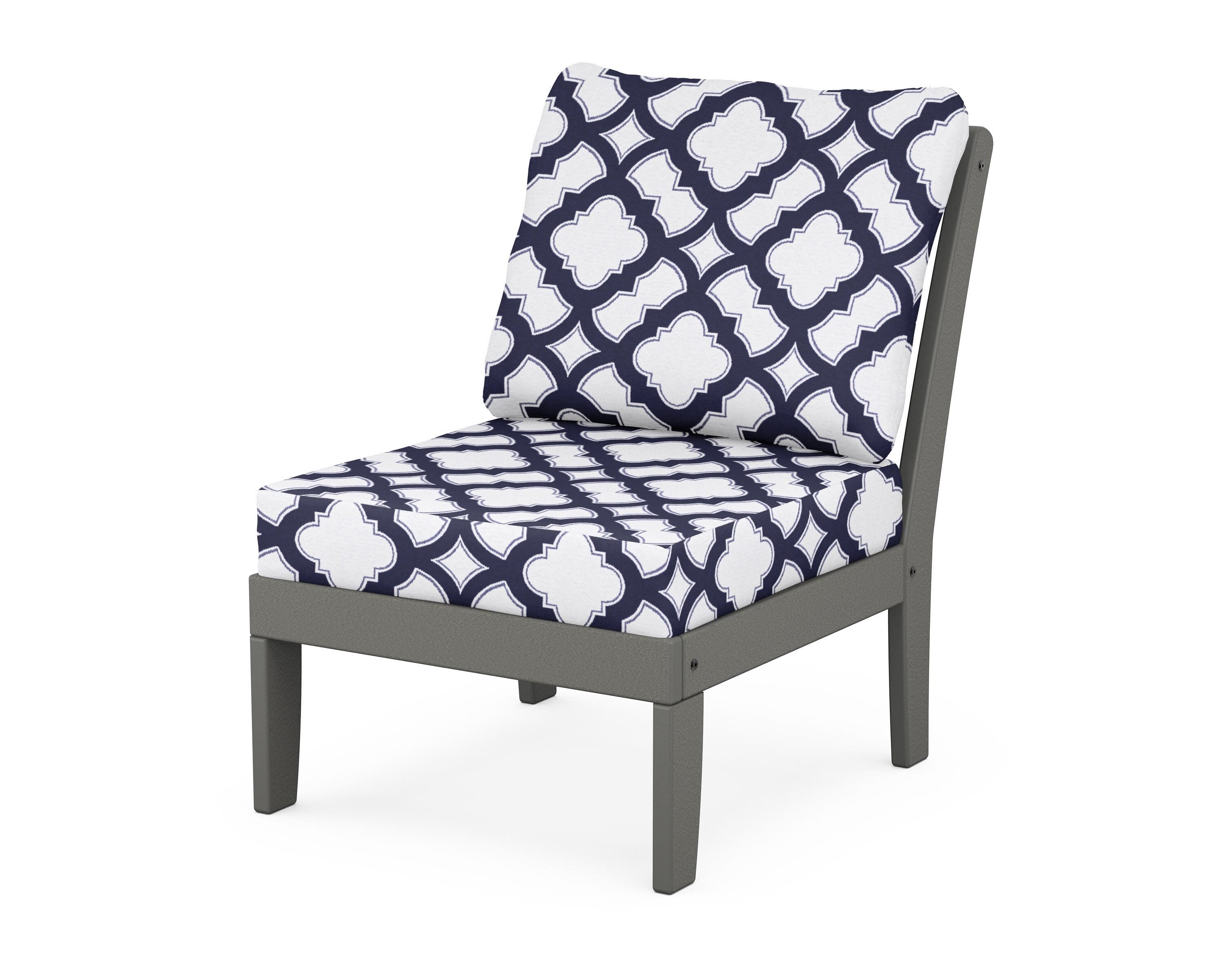 Yacht Club Modular Armless Chair in Stepping Stone / Trellis Navy