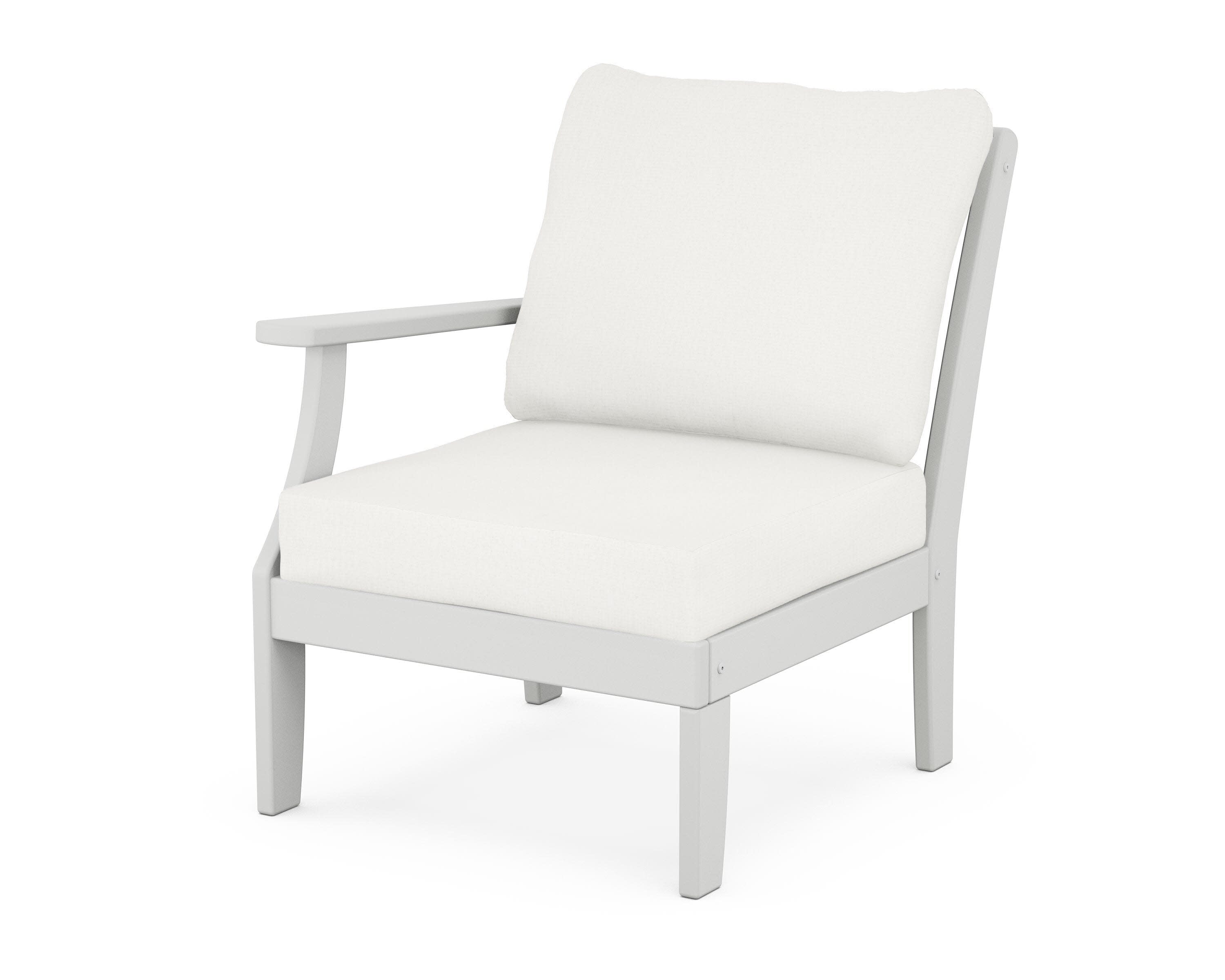 Yacht Club Modular Left Arm Chair in Classic White / Natural Linen