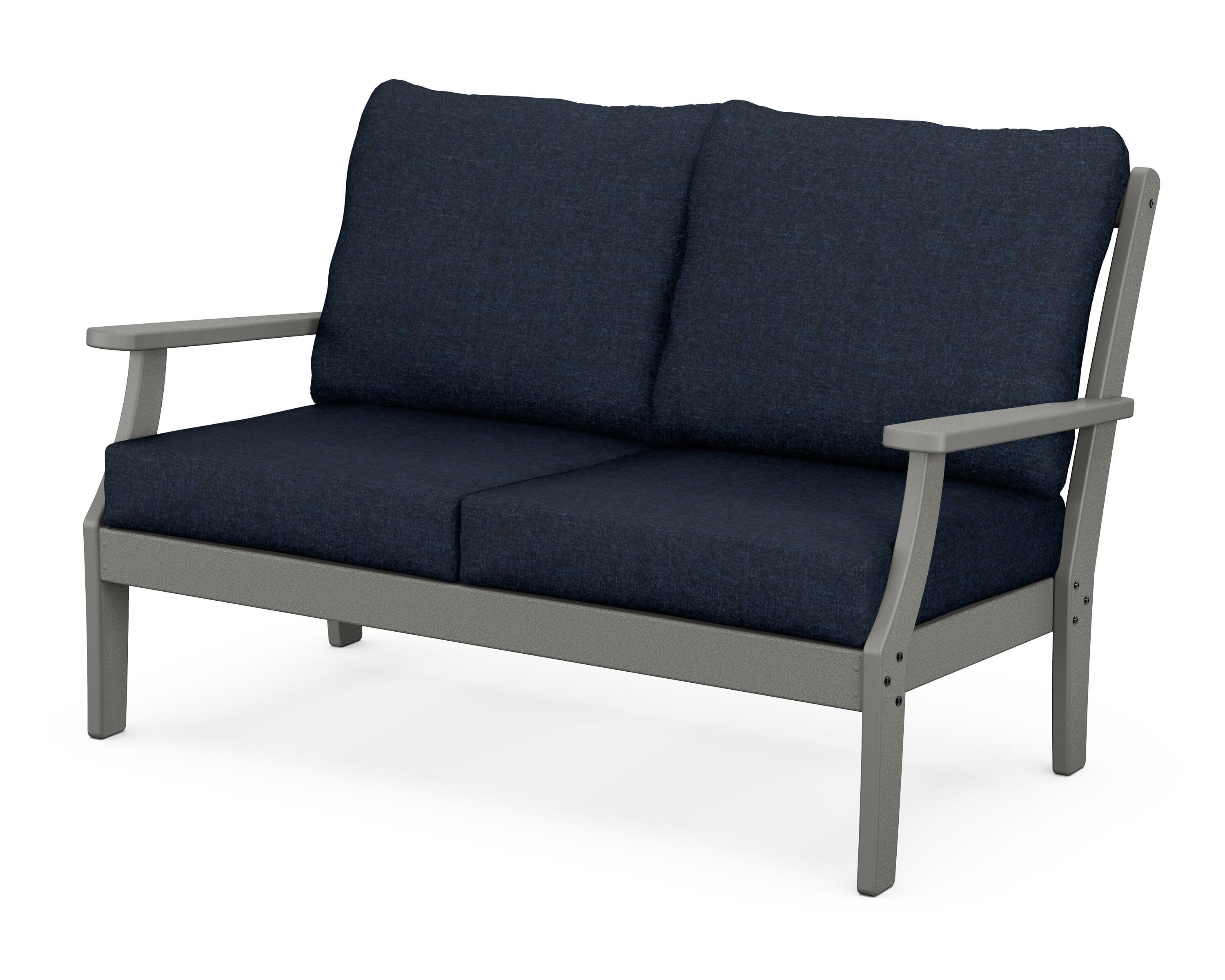 Yacht Club Deep Seating Loveseat in Stepping Stone / Marine Indigo