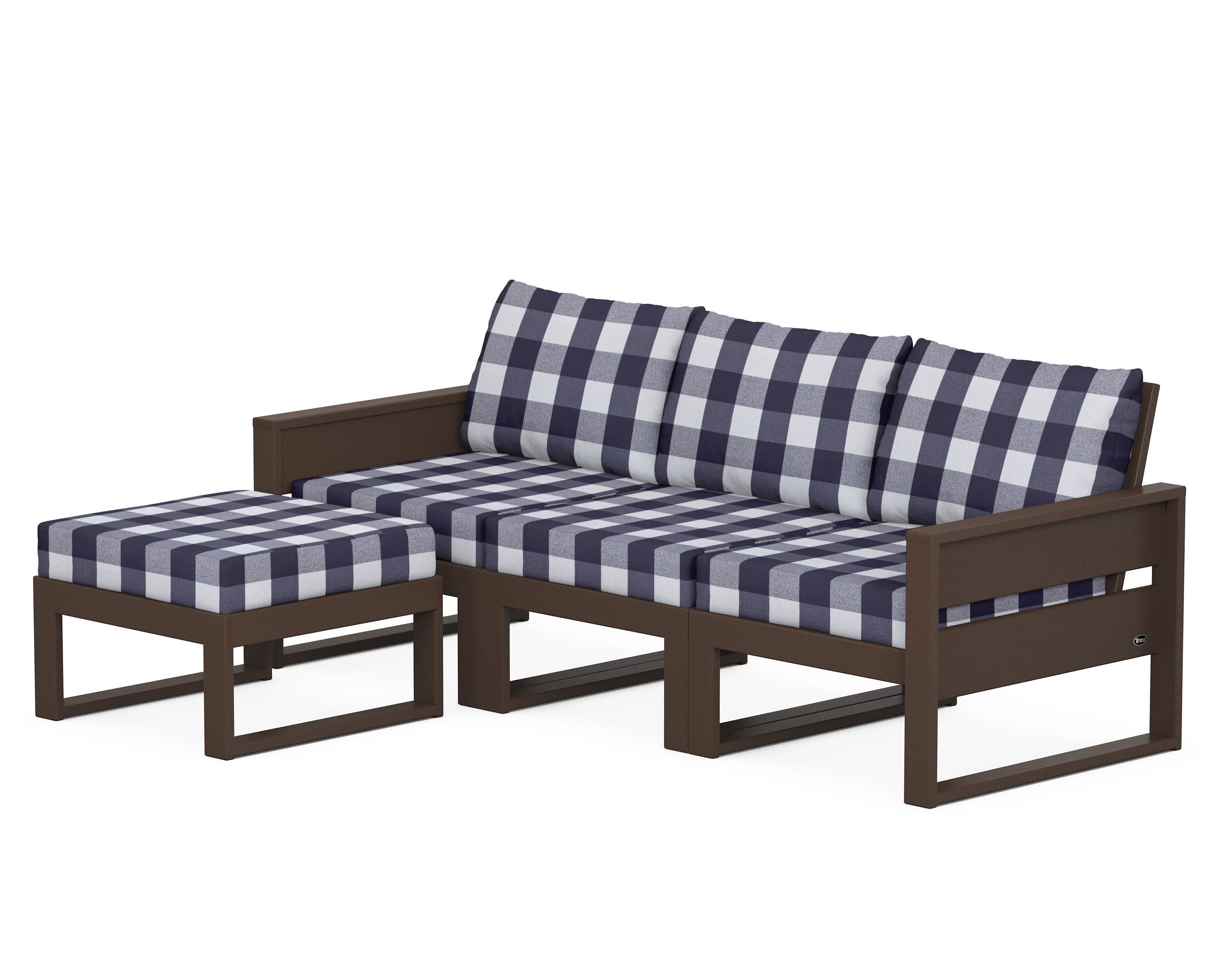 Eastport 4- Piece Sectional with Ottoman in Vintage Lantern / Buffalo Plaid Navy