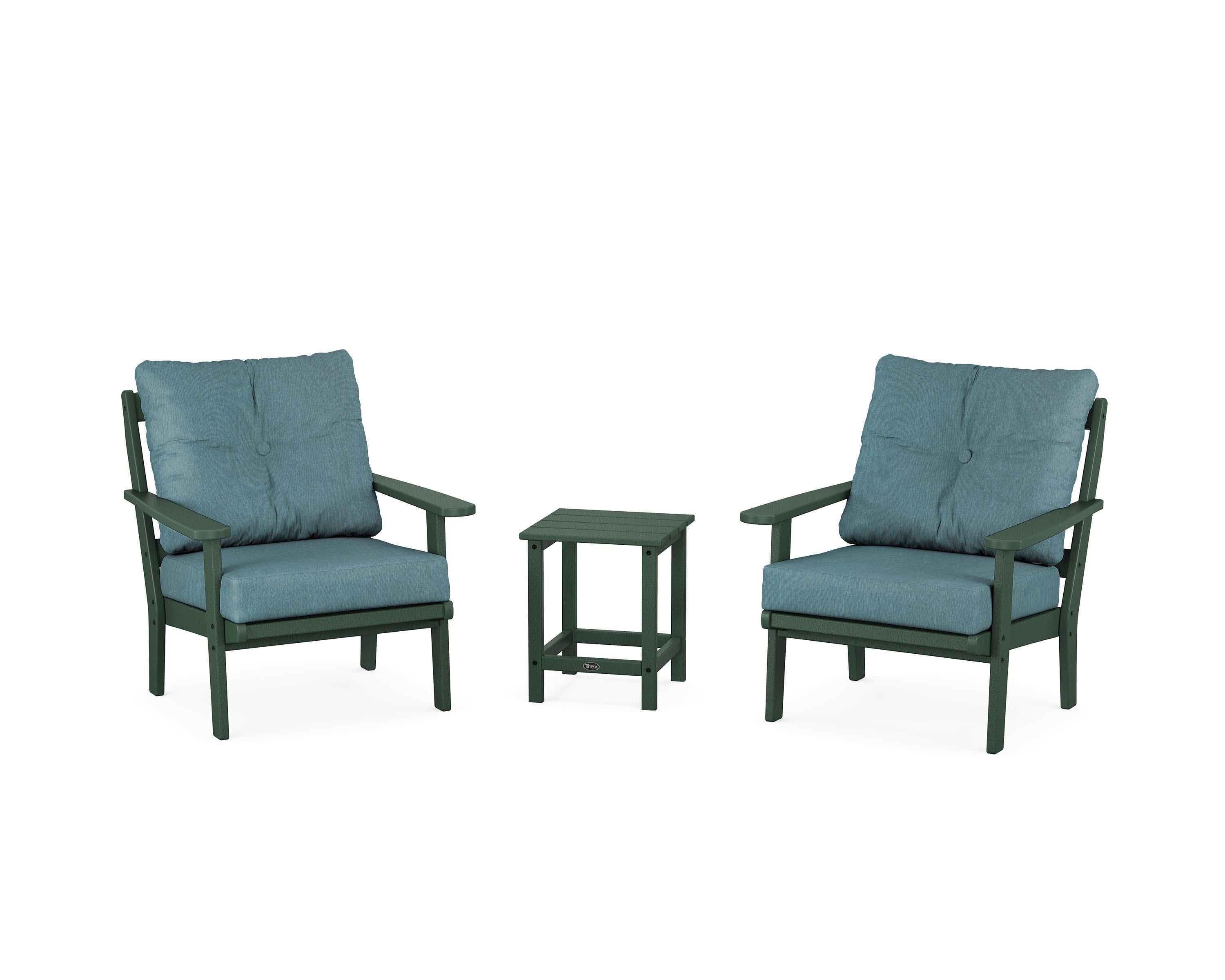 Cape Cod 3-Piece Deep Seating Set in Rainforest Canopy / Ocean Teal