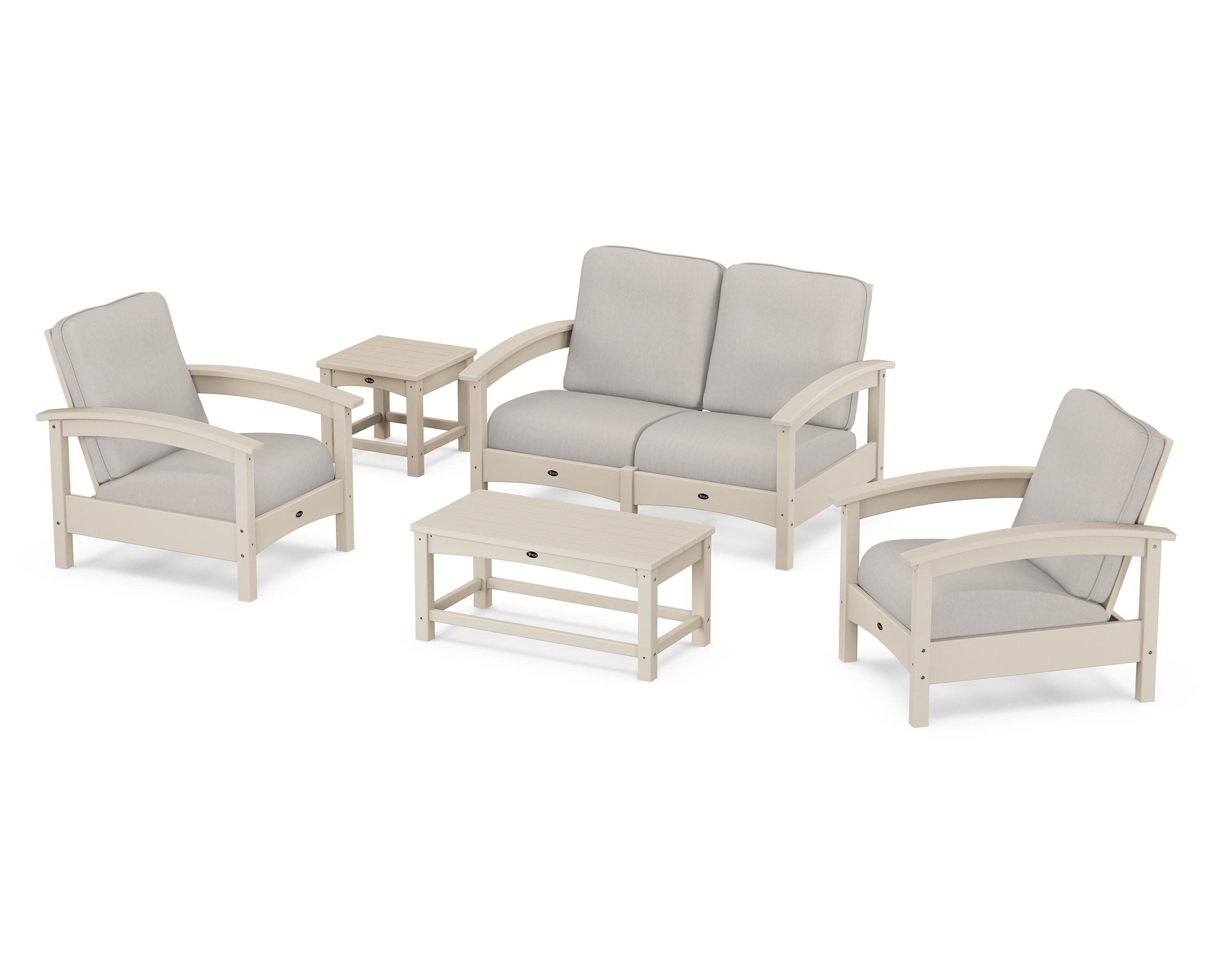 Rockport Club 6-Piece Deep Seating Conversation Set in Sand Castle / Cast Ash