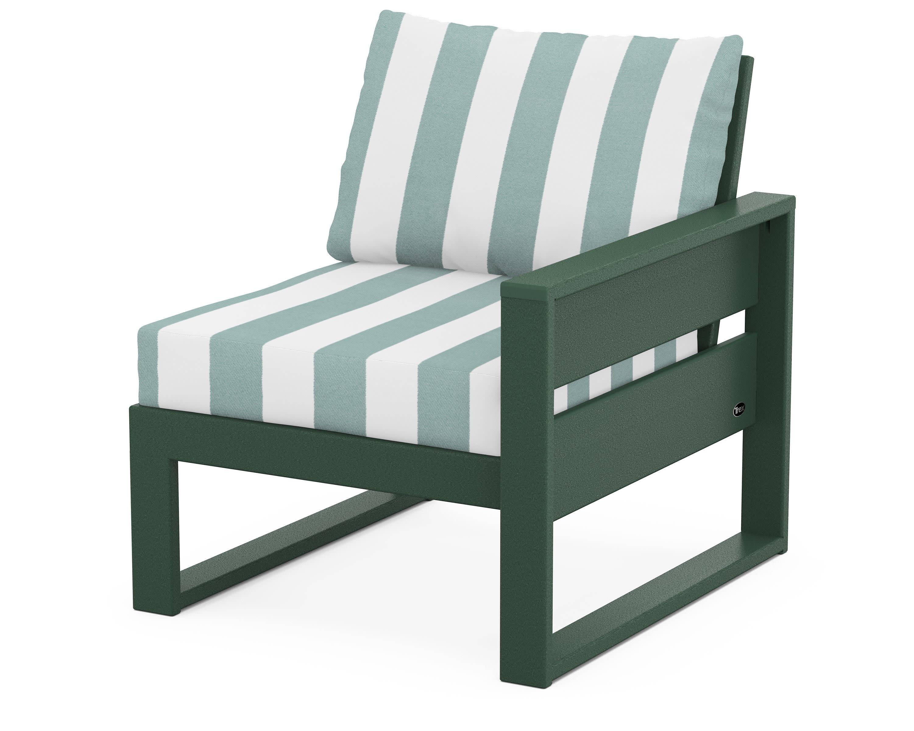 Eastport Modular Right Arm Chair in Rainforest Canopy / Cabana Stripe Glacier Spa