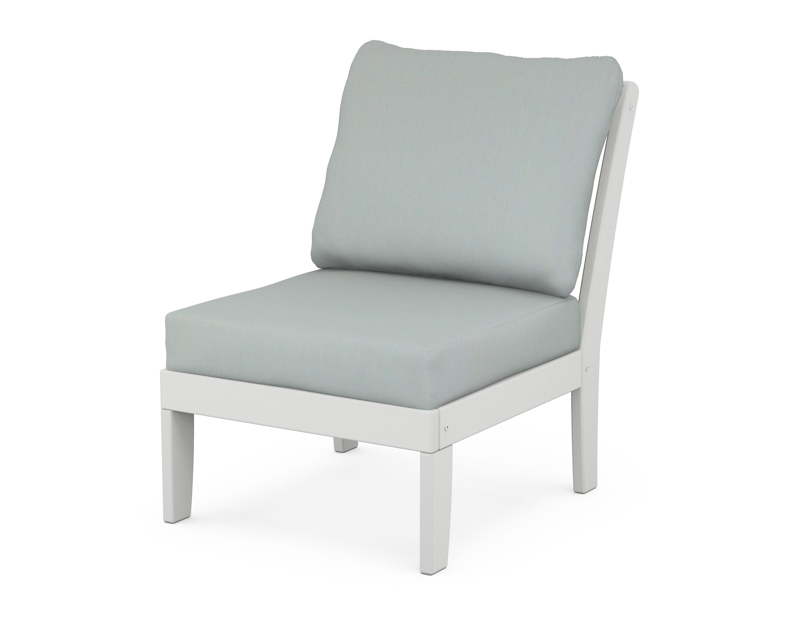 Yacht Club Modular Armless Chair in Classic White / Spa